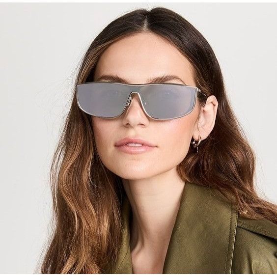Saint Laurent Paris NEW SAINT LAURENT SL605 LUNA 003 SHIELD METAL SILVER SUNGLAS Size ONE SIZE - 1 Thumbnail