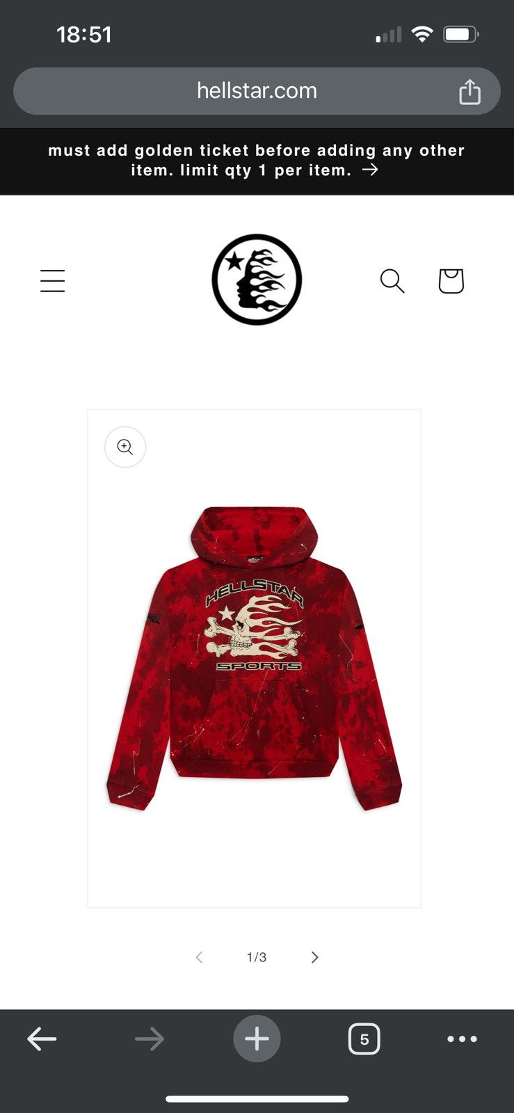 image of Hellstar Sports Red Tye Dye Skull Hoodie Hype, Men's (Size Large)