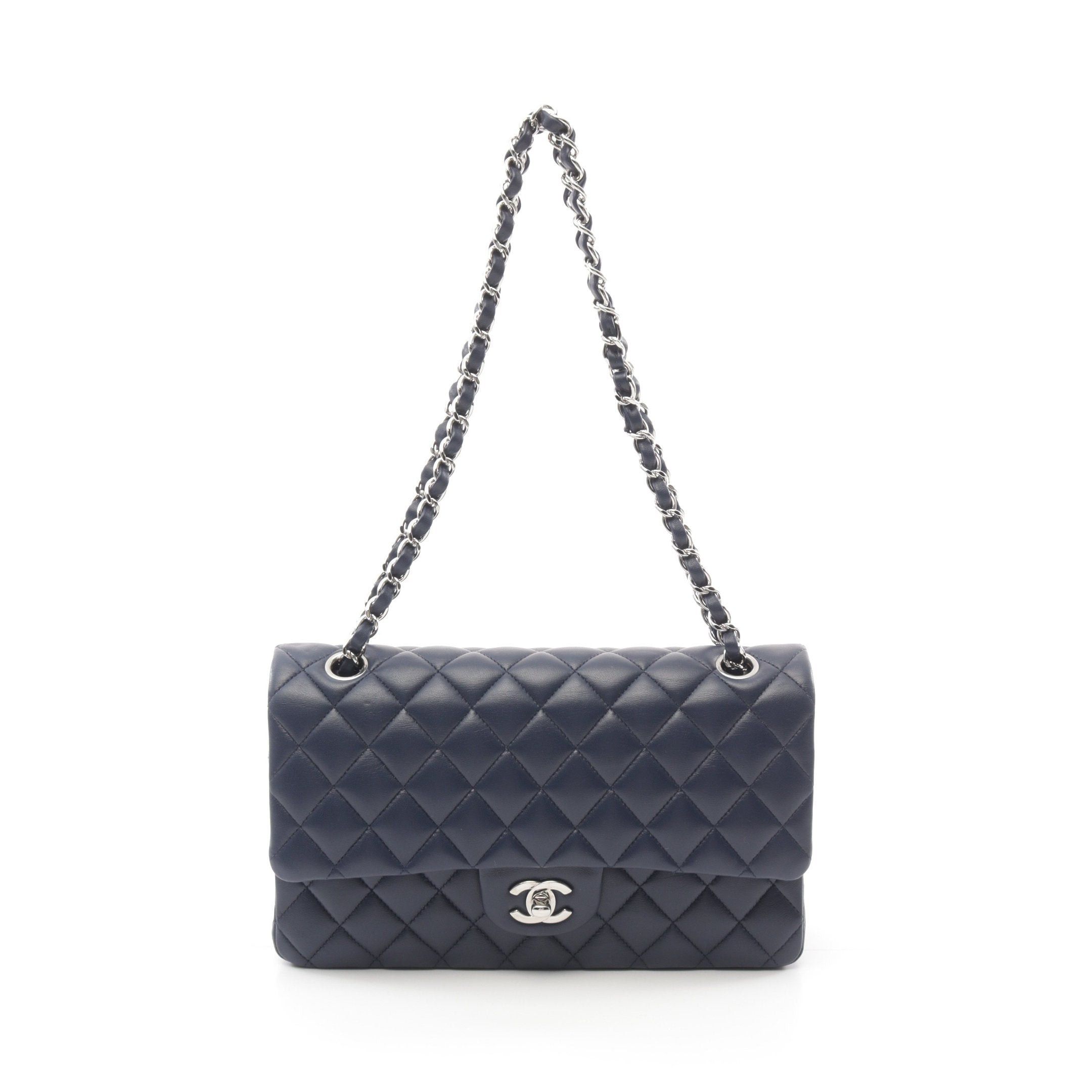 Chanel Chanel Matelasse Double Flap Chain Shoulder Bag Lambskin Navy Silver Hardware Size ONE SIZE - 1 Thumbnail