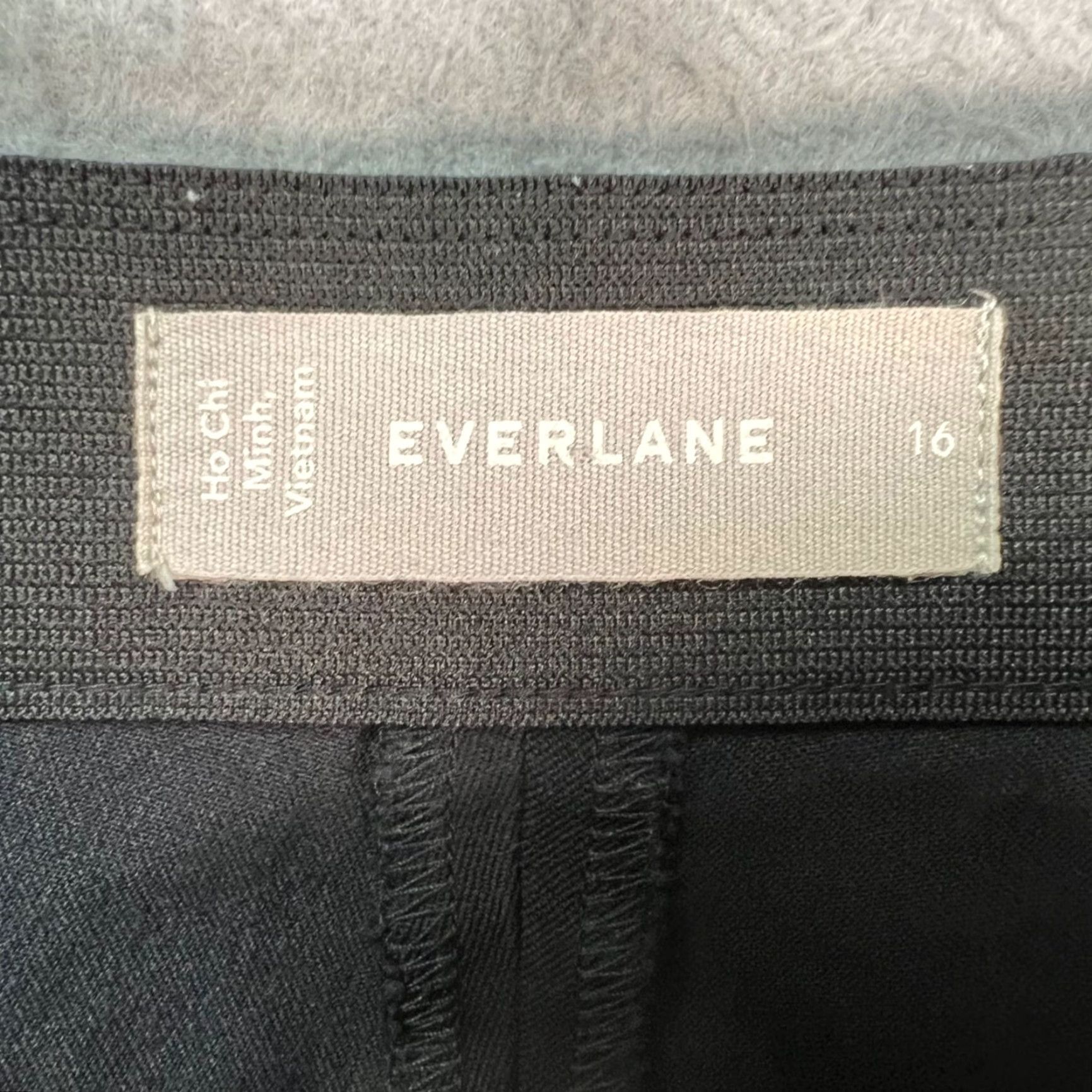 Everlane Everlane Womens 16 Black Tapered Leg Pants Cotton Blend Flat Front High Rise Stretch Ankle 26in Regular 26in Inseam Mens, Womens, Girls, Boys Size 38" / US 16 / IT 52 - 3 Thumbnail