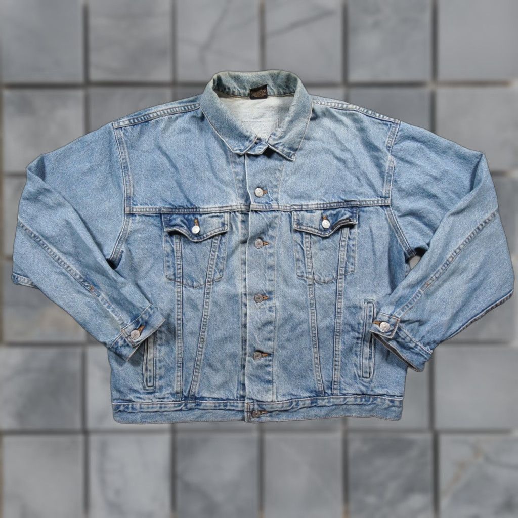Denime VINTAGEAlias Wavefront Jacket Mens Large Blue Denim Jean Trucker Software Tech Shirt Size US 33 - 1 Thumbnail