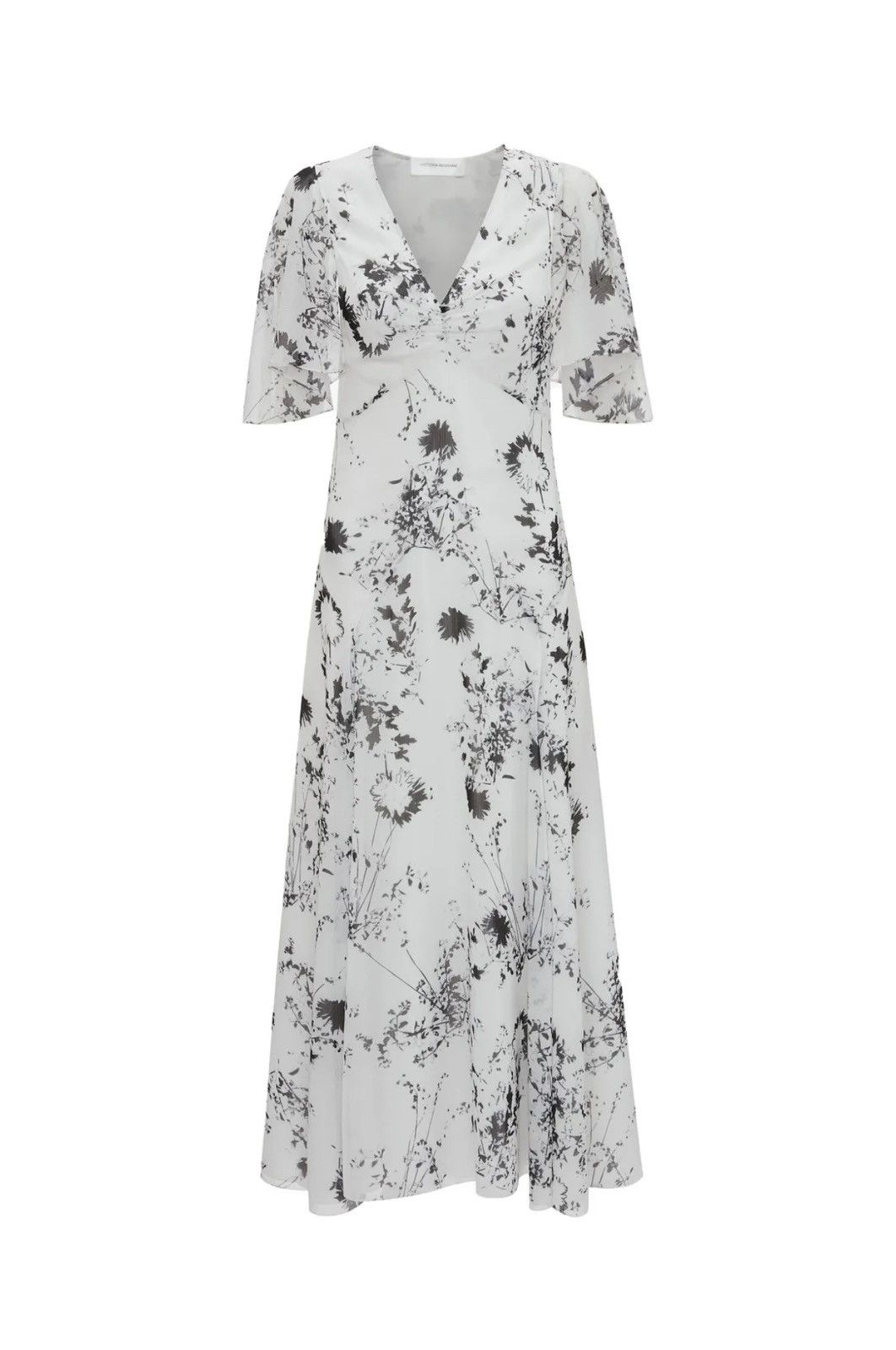 Victoria Beckham Floaty Floral Print Godet Midi Dress size 0