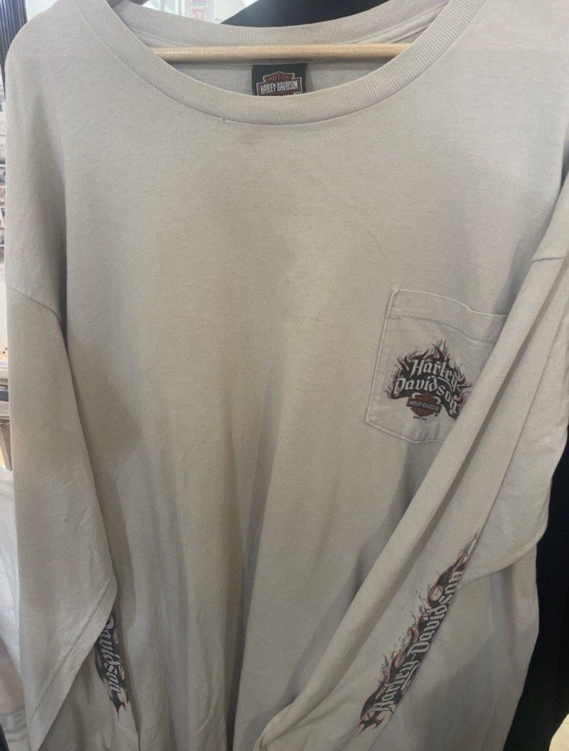 00'S Harley-Davidson Fire Pattern Long Sleeve T-Shirt Made in USA Men's XL /eaa523582 main image 0