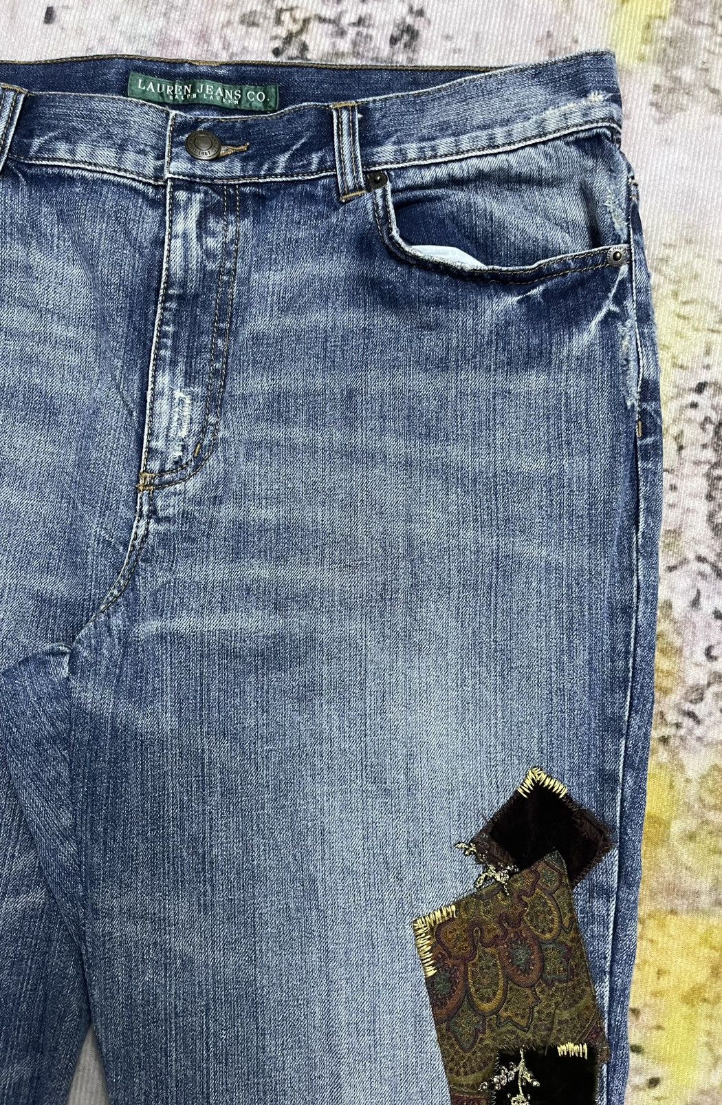 Lauren Ralph Lauren × Polo Ralph Lauren × Vintage Flare Vintage Laurent Jeans Co with Patches Size US 33 - 8 Thumbnail