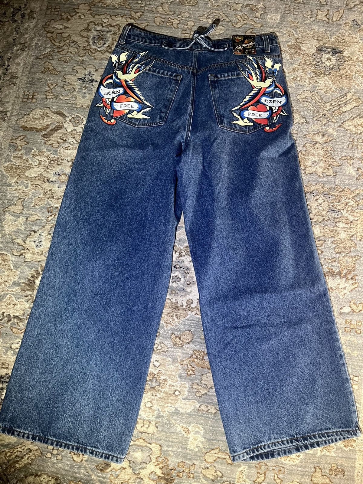 Ed Hardy ED HARDY BAGGY GRAPHIC BUCKLE BACK JEANS 34x32 NWT Size US 34 / EU 50 - 2 Thumbnail