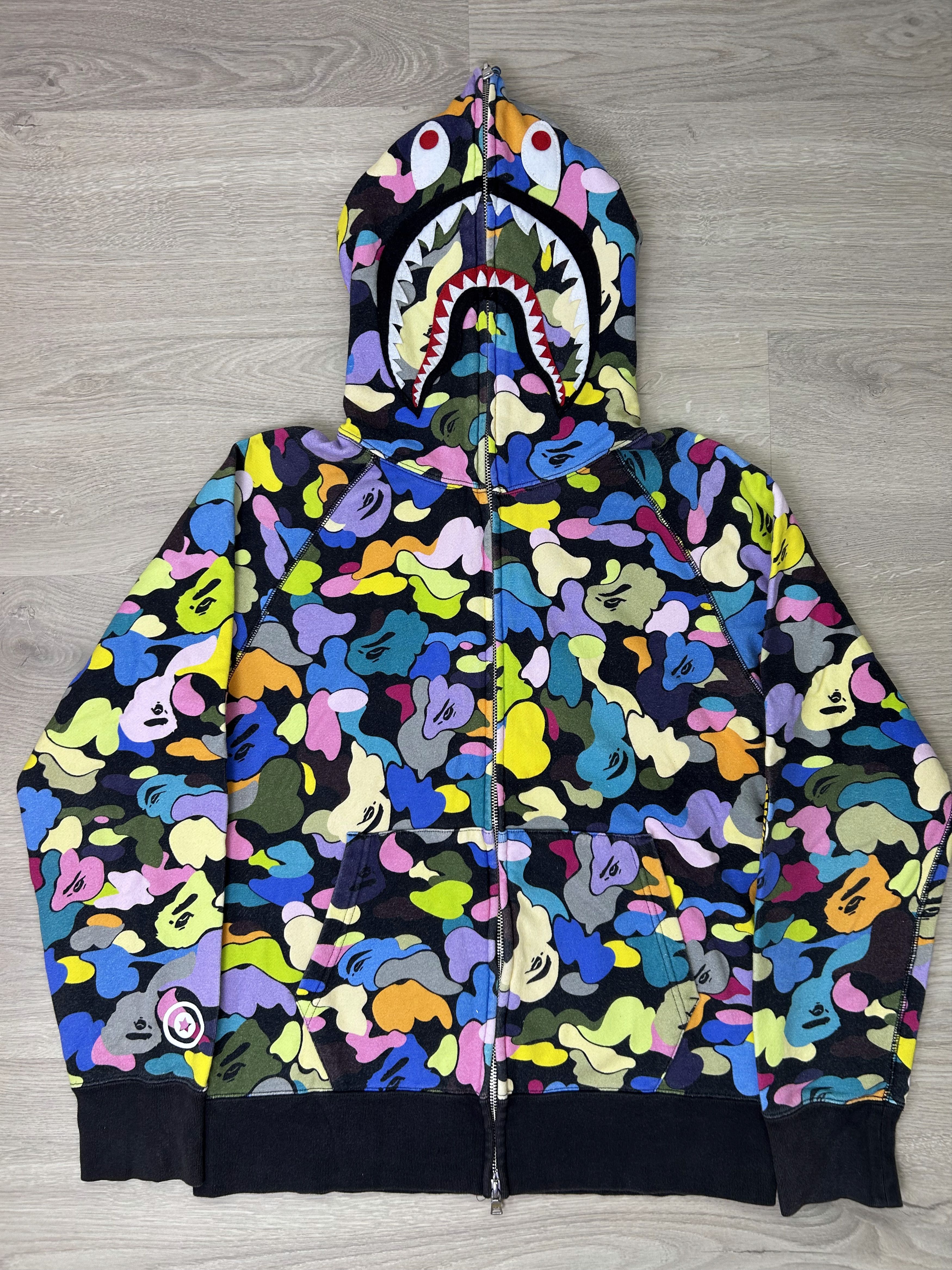Bape BAPE X KIDSUPER CAMO SHARK FULL ZIP HOODIE MENS | Grailed