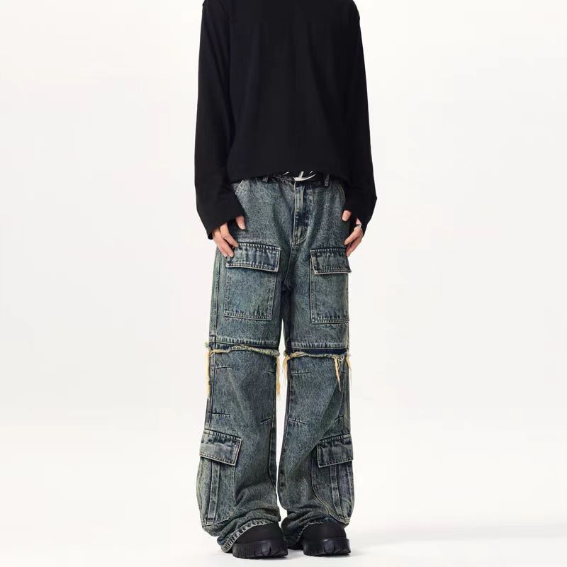 Japanese Brand × Jean Vintage Washed Straight Micro Flare Work Loose Jeans Size US 30 / EU 46 - 1 Thumbnail