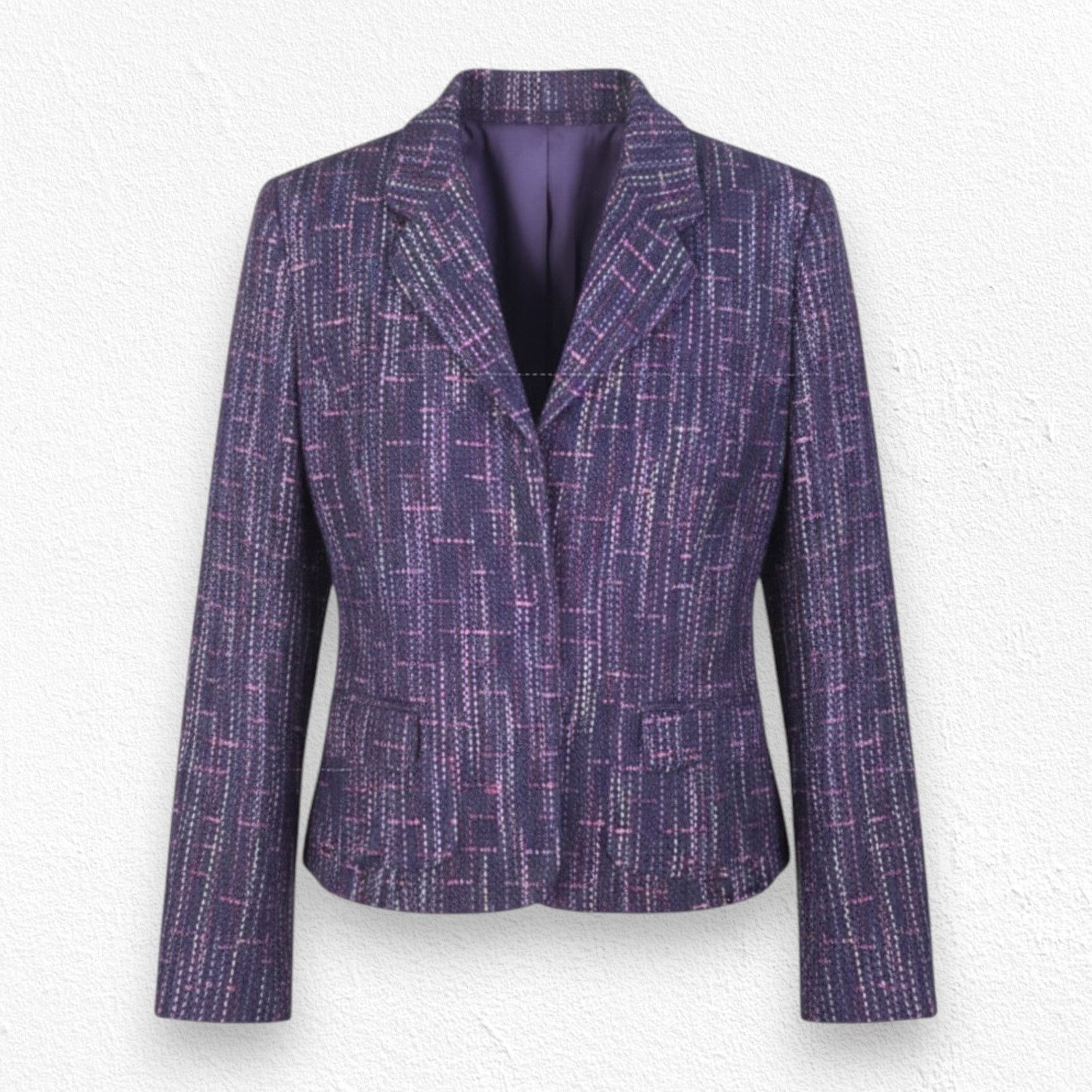 Other Y2K Purple Multi Boucle Blazer Tweed Jacket Size 8P Size M / US 6-8 / IT 42-44 - 1 Thumbnail