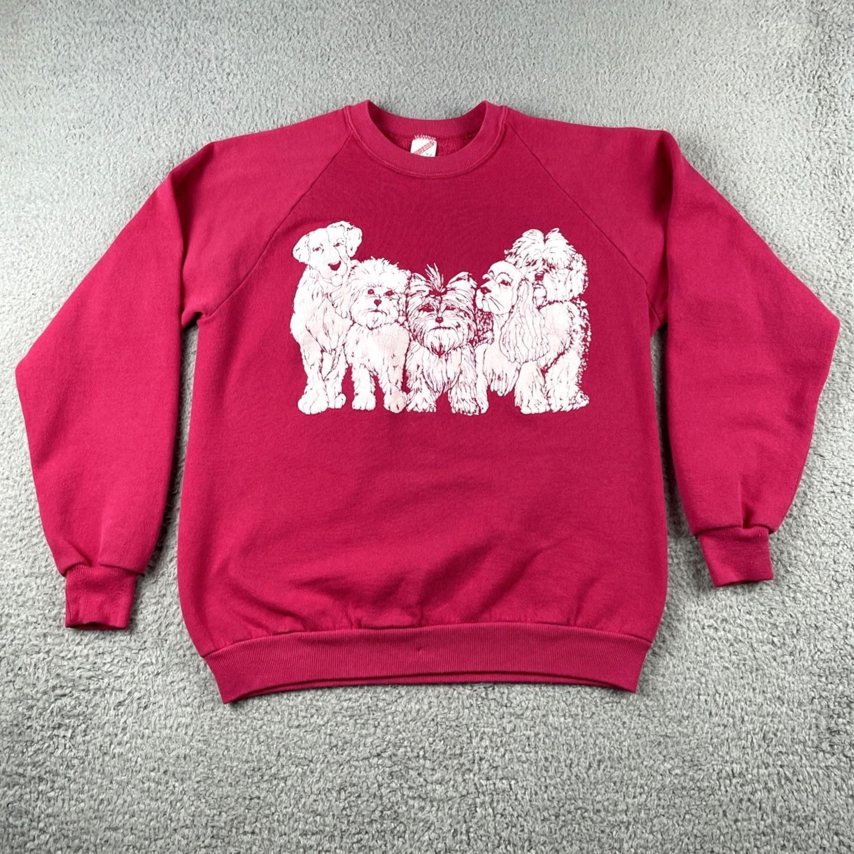 Jerzees Vtg Jerzees Pink Large Raglan Sweatshirt Men Crew Neck 90s Double Sided Dog Print USA Made Raglan Sweatshirt Size US L / EU 52-54 / 3 - 3 Thumbnail