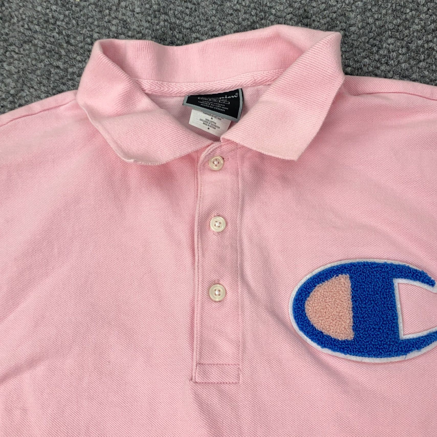 Champion CHAMPION Polo Shirt Mens Short Sleeve Pink Medium 100% Cotton Knit Button-Front Classic Fit Sports Casual Shirt Size US M / EU 48-50 / 2 - 4 Thumbnail
