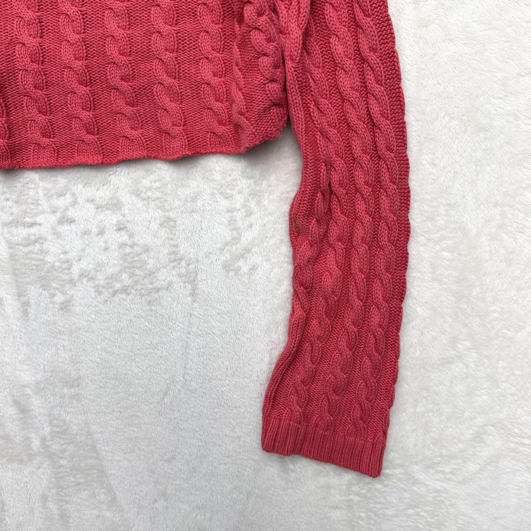 Free People VINTAGE Free People Sweater Womens Large Pink Cable Knit Cropped Crewneck Pullover Size L / US 10 / IT 46 - 4 Thumbnail