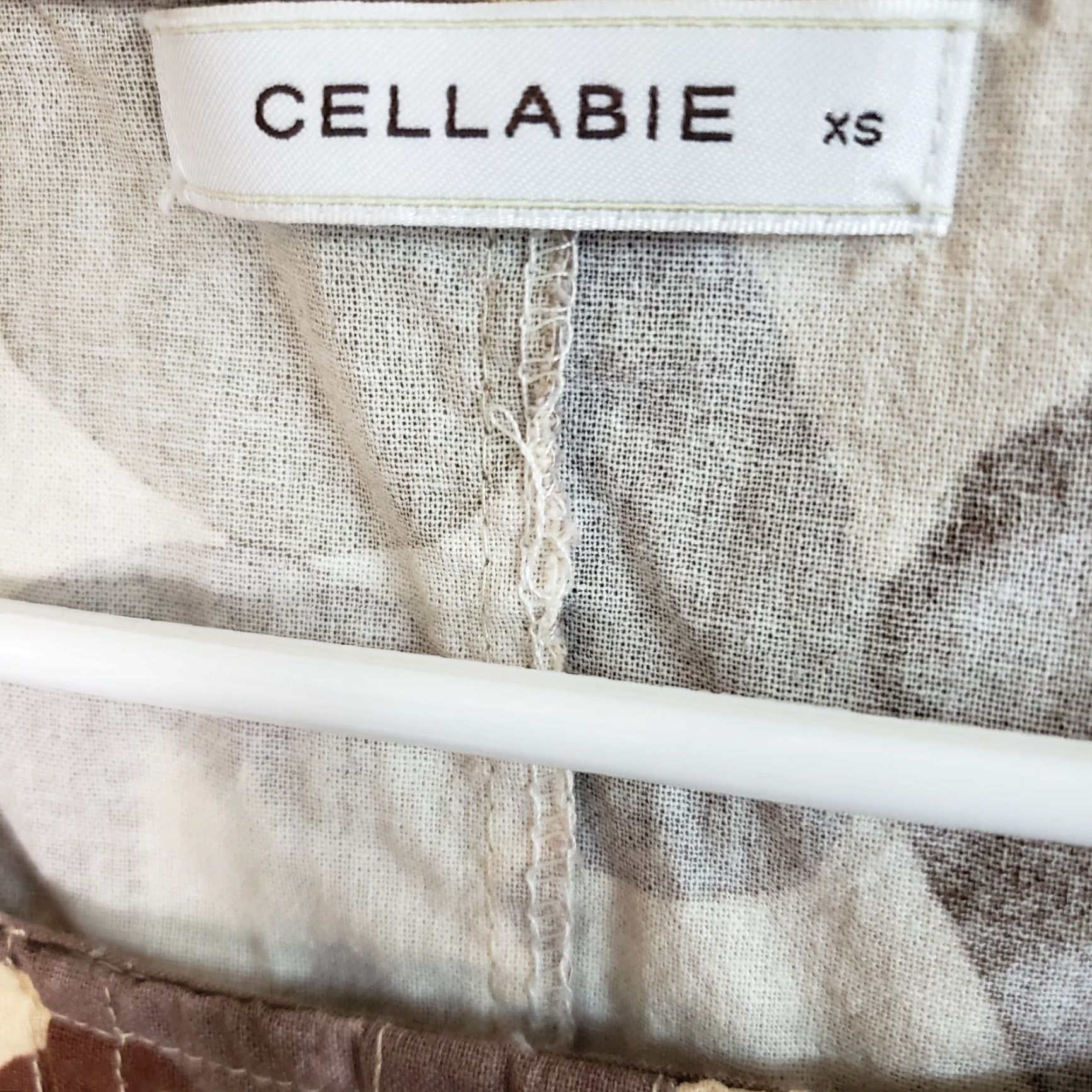 Vintage Cellabie Womens Top XS Brown Beige Short Sleeve Pleated Cotton Blend Blouse Size XS / US 0-2 / IT 36-38 - 6 Thumbnail