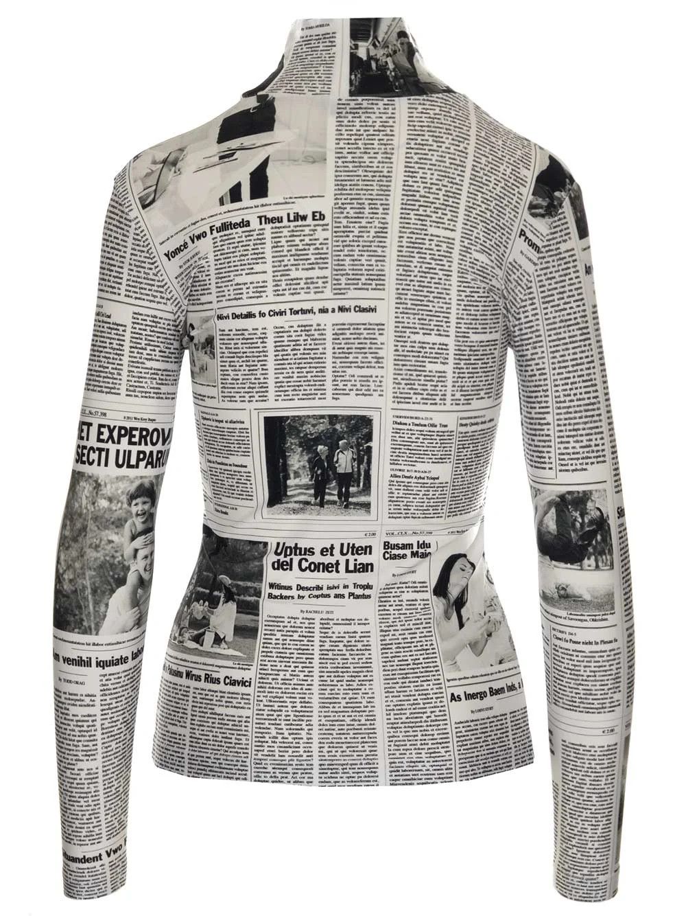 Balenciaga o1mle0424 Newspaper Turtleneck Top in Multicolor Size XS / US 0-2 / IT 36-38 - 2 Thumbnail