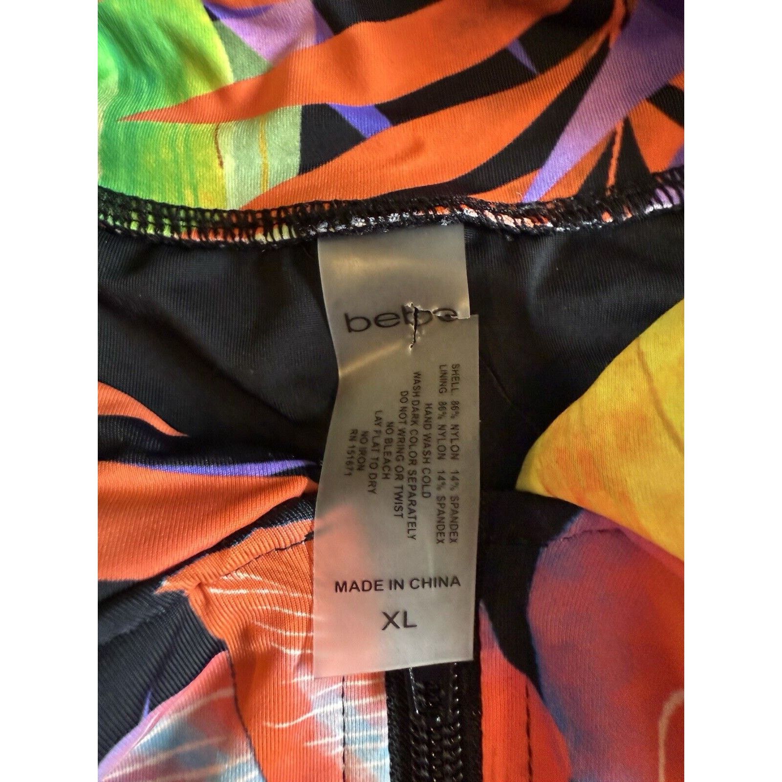Bebe Bebe 1/2 Zip Swimsuit Size XL Tropical Print Mesh Sleeves Size ONE SIZE - 5 Thumbnail