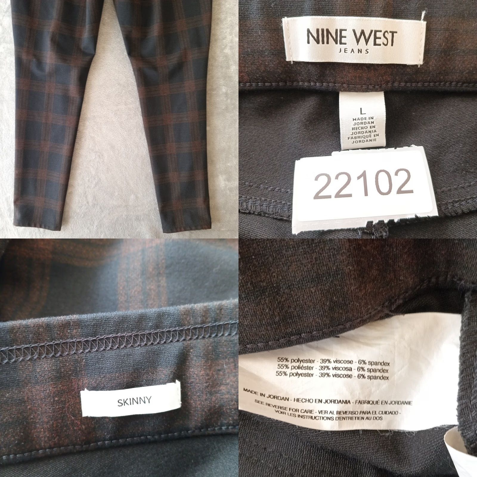 Nine West Nine West Pants Womens Large Black Plaid Skinny Pull On Stretch Ankle 28in Inseam Tour Regular Wholewear Style Elastic Waist Gender Womens Size 36" / US 14 / IT 50 - 8 Thumbnail