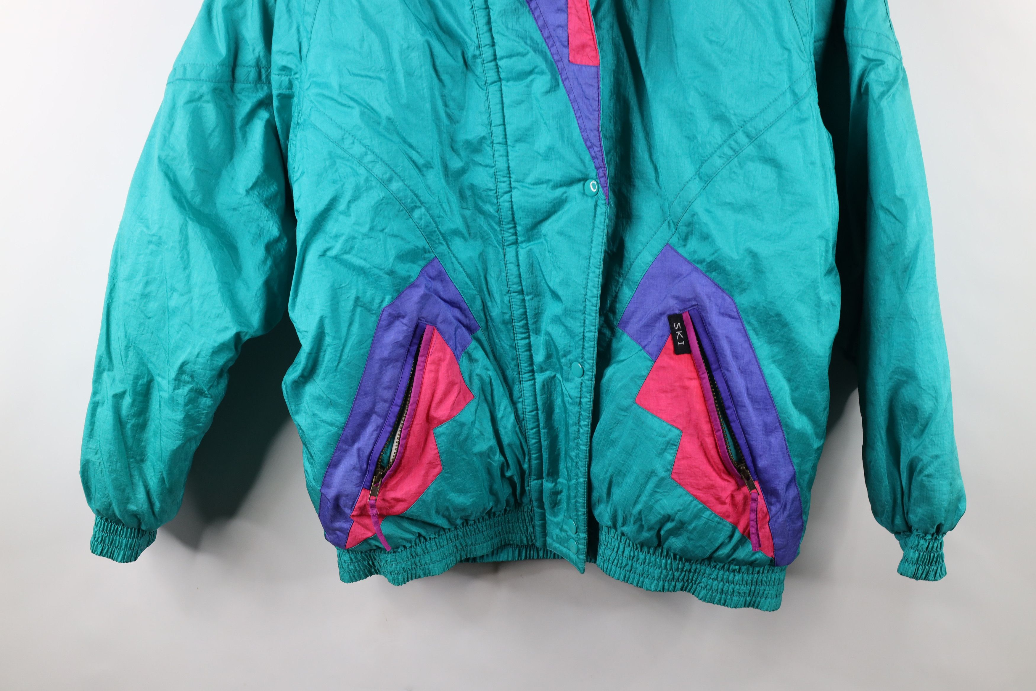 Vintage Vintage 90s Streetwear Block Full Zip Puffer Jacket Skiing Size L / US 10 / IT 46 - 3 Thumbnail