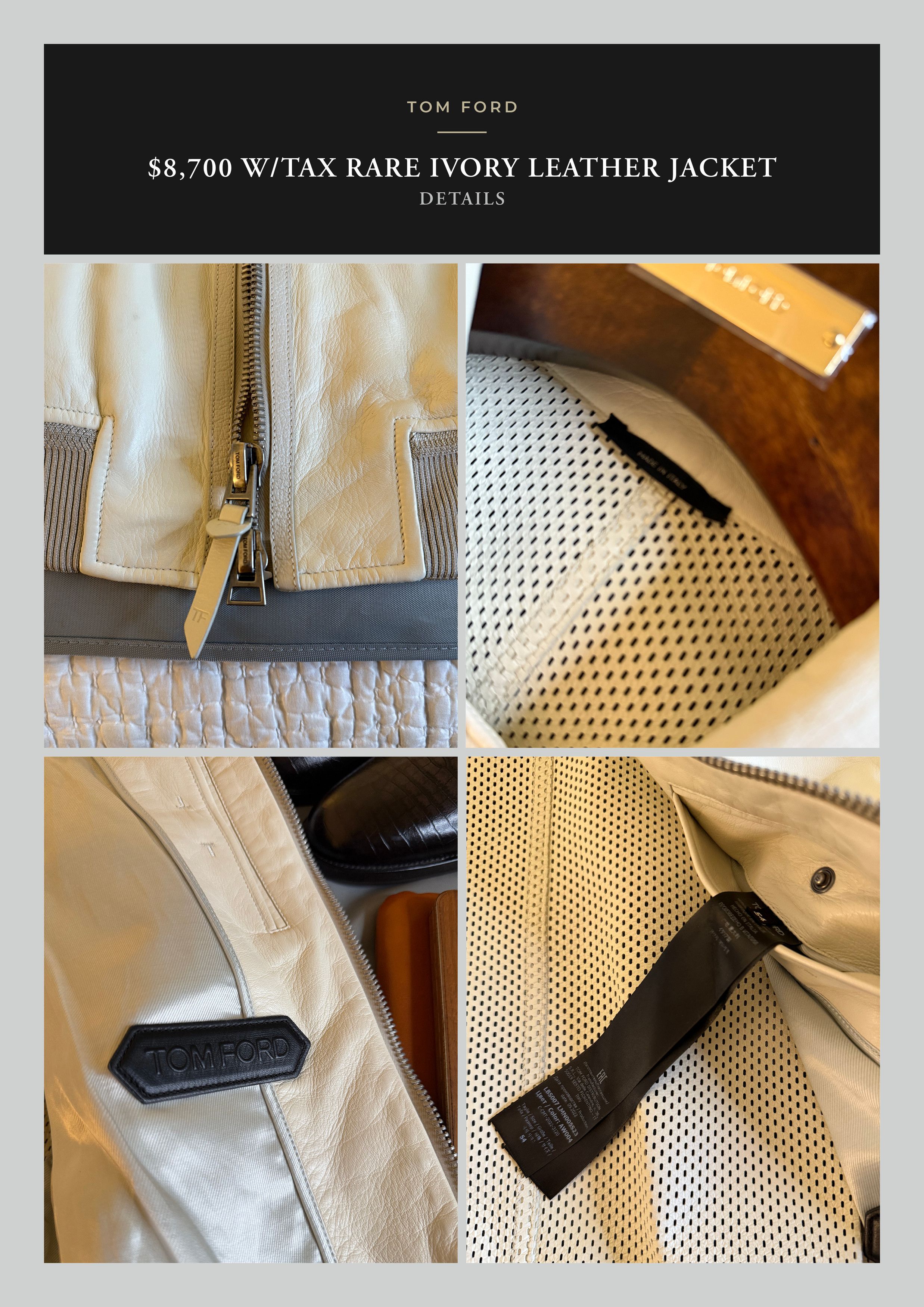 Tom Ford Fits 50-52, Ultimate Rare $8,700 w/tax Perforated Jacket Size US L / EU 52-54 / 3 - 20 Thumbnail