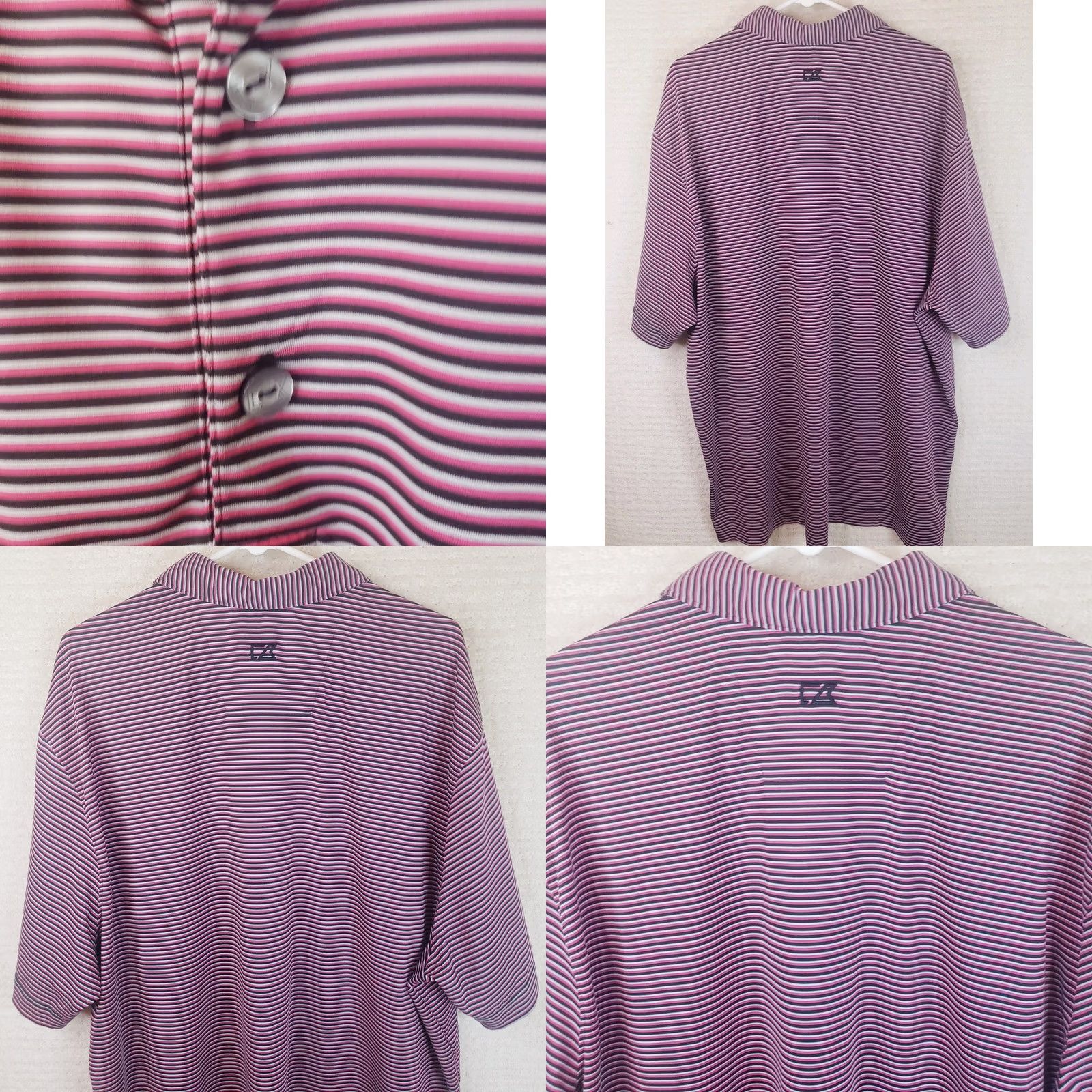 Cutter & Buck Cutter & Buck CB Dry Tec Polo Shirt Black Gray Pink Striped Men 2XL Adult Regular Short Sleeve Size US XXL / EU 58 / 5 - 8 Thumbnail