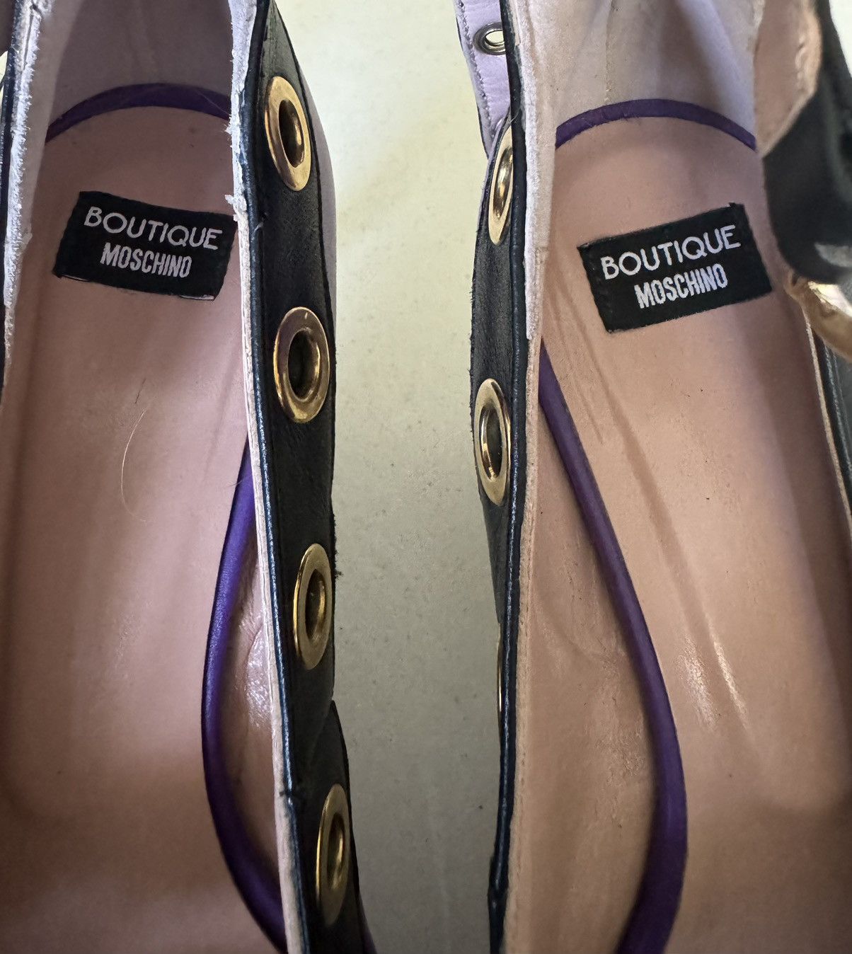 Moschino Moschino Boutique Heel Shoes Leather Purple Avant Garde Size US 7 / IT 37 - 4 Thumbnail