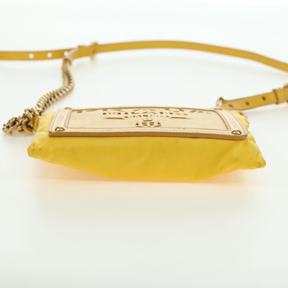 Prada Prada Nylon Leather Chain Shoulder Bag Yellow Gold Size ONE SIZE - 11 Thumbnail