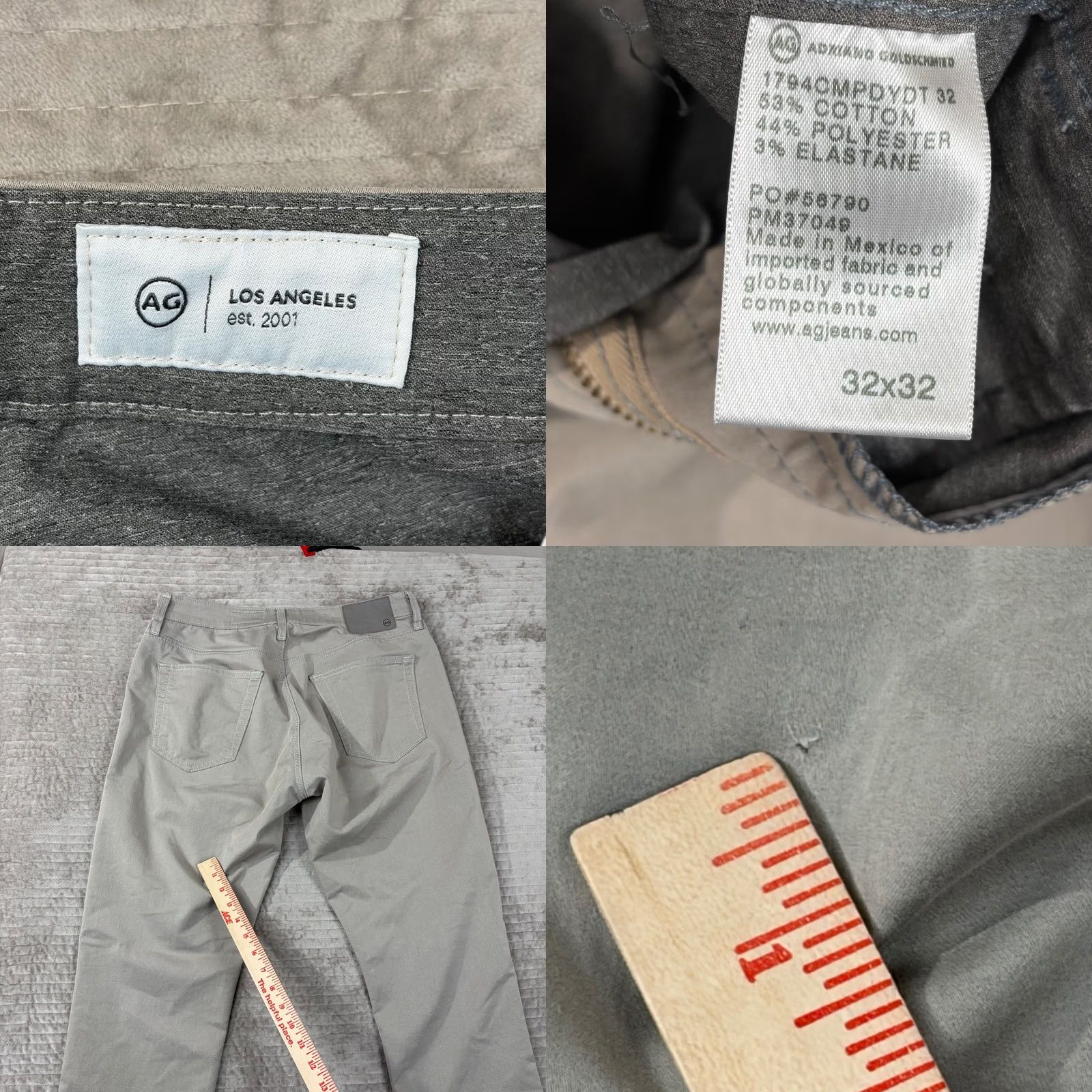 Vintage AG Adriano Goldschmied Pants Mens 32 Beige Everett Slim Straight Grey Khaki 32x32 1794CMPDYDT Size US 32 / EU 48 - 8 Thumbnail