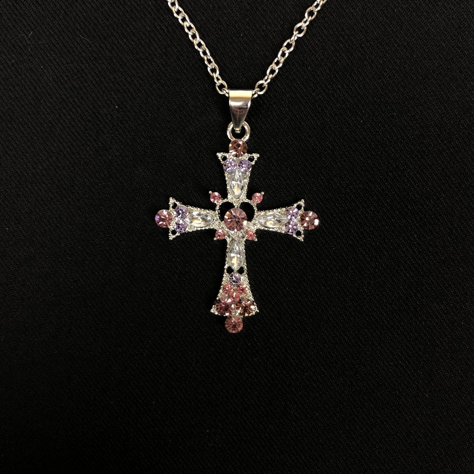 Jewelry Y2K Cross Necklace Punk Gothic Crystal Chain Size ONE SIZE - 6 Thumbnail