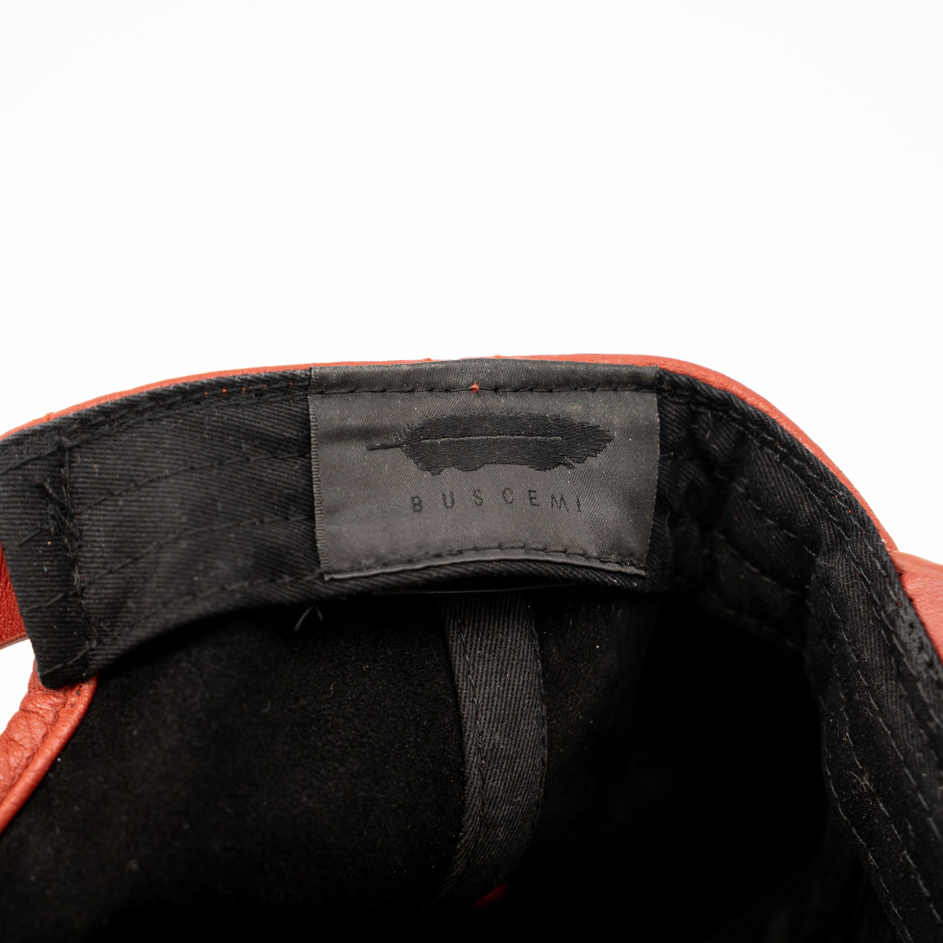 Buscemi Buscemi Screwback Cap Pebbled Cow Leather Red Hat Size ONE SIZE - 6 Thumbnail