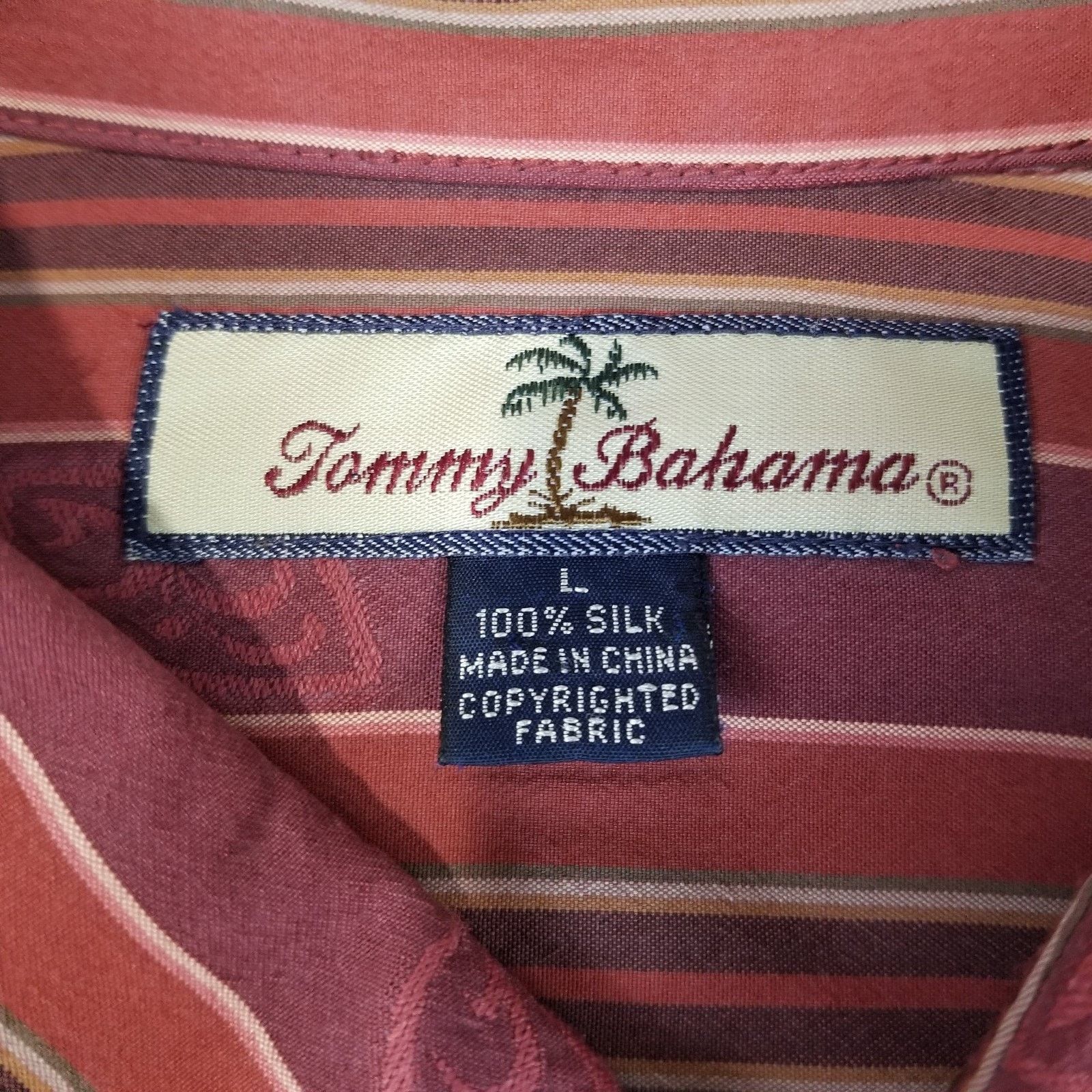 Tommy Bahama Tommy Bahama Shirt Mens Large Red Striped Jacquard Paisley Size US L / EU 52-54 / 3 - 5 Thumbnail
