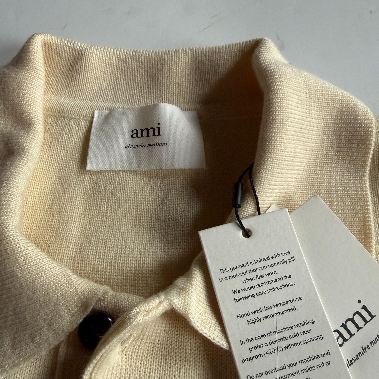 AMI AMI Paris Cream Wool Knit Polo Sweater Size US XL / EU 56 / 4 - 3 Thumbnail