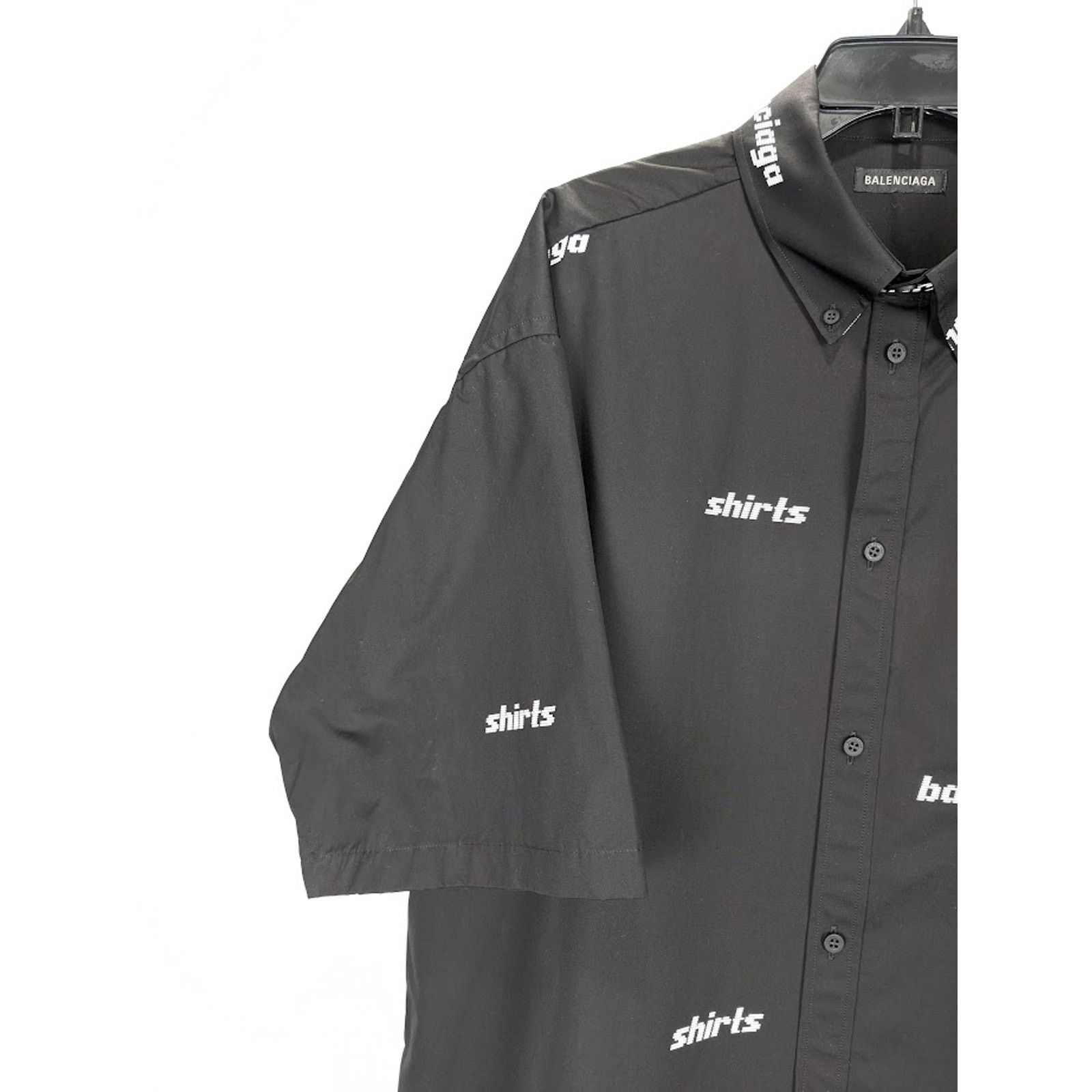 Balenciaga o1rshd1 Shirt Allover Poplin in Black/White Size US S / EU 44-46 / 1 - 5 Thumbnail