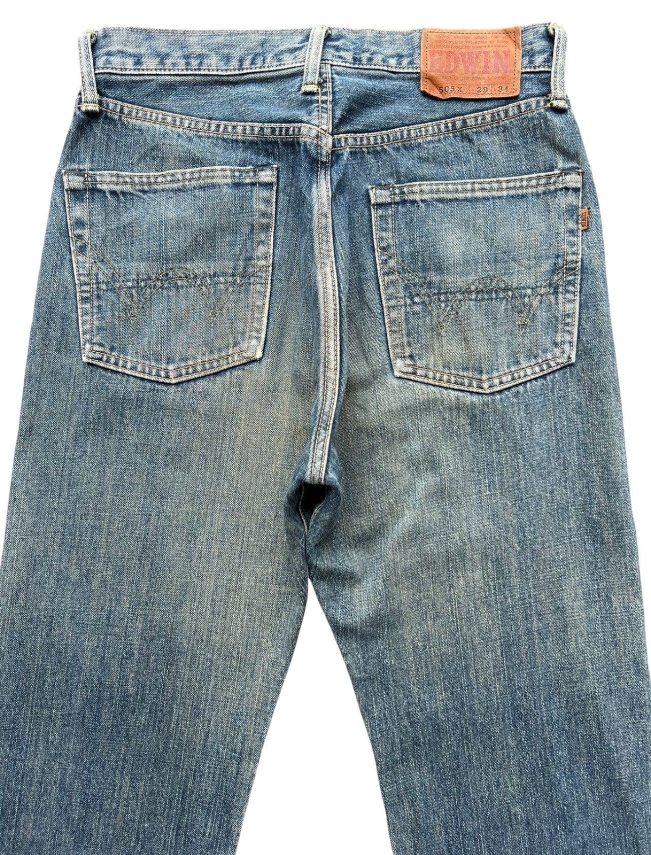 Edwin Vintage Edwin 505x Selvedge Distressed Denim Jeans 31x35 Size US 31 - 6 Thumbnail