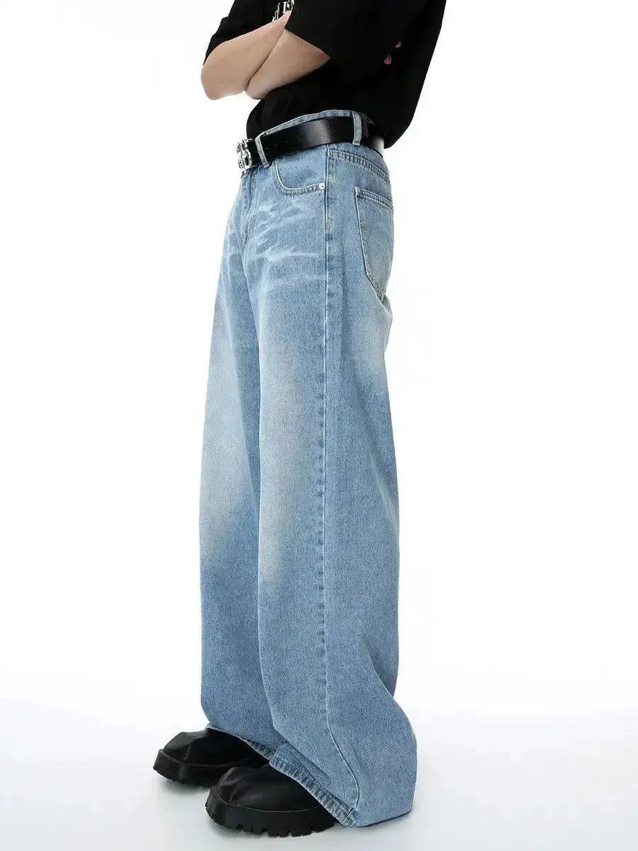 Japanese Brand Retro cat whisker loose straight leg jeans Size US 32 / EU 48 - 2 Thumbnail