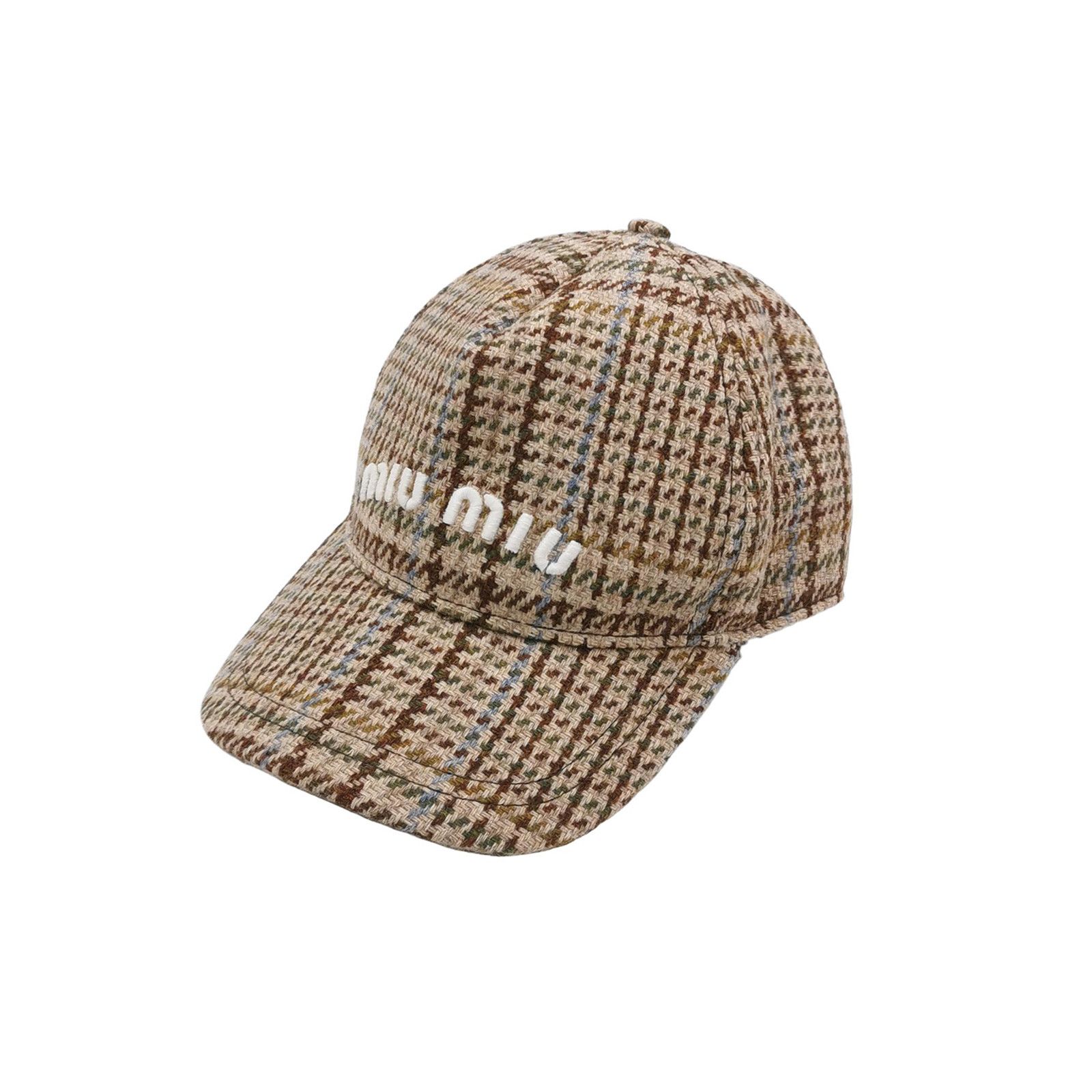 Miu Miu Miu Miu Plaid Wool Baseball Cap Size S Size ONE SIZE - 1 Thumbnail