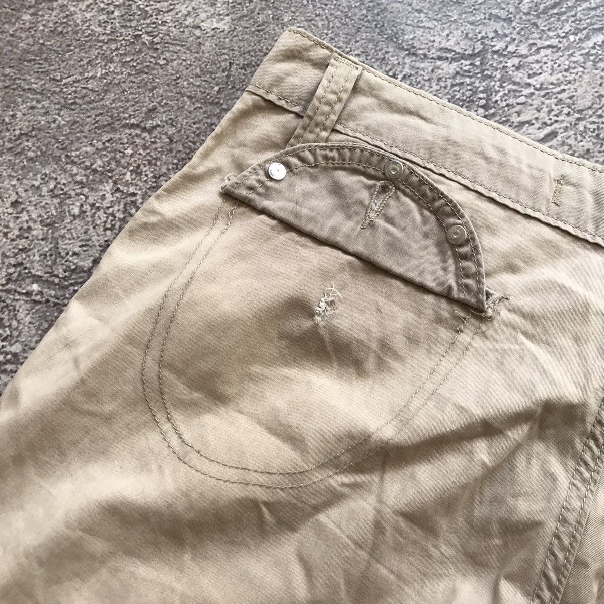 Vintage Vintage Y2K Baggy Cargo Pants Distressed Streetwear Tan 29 Size 29" - 9 Thumbnail
