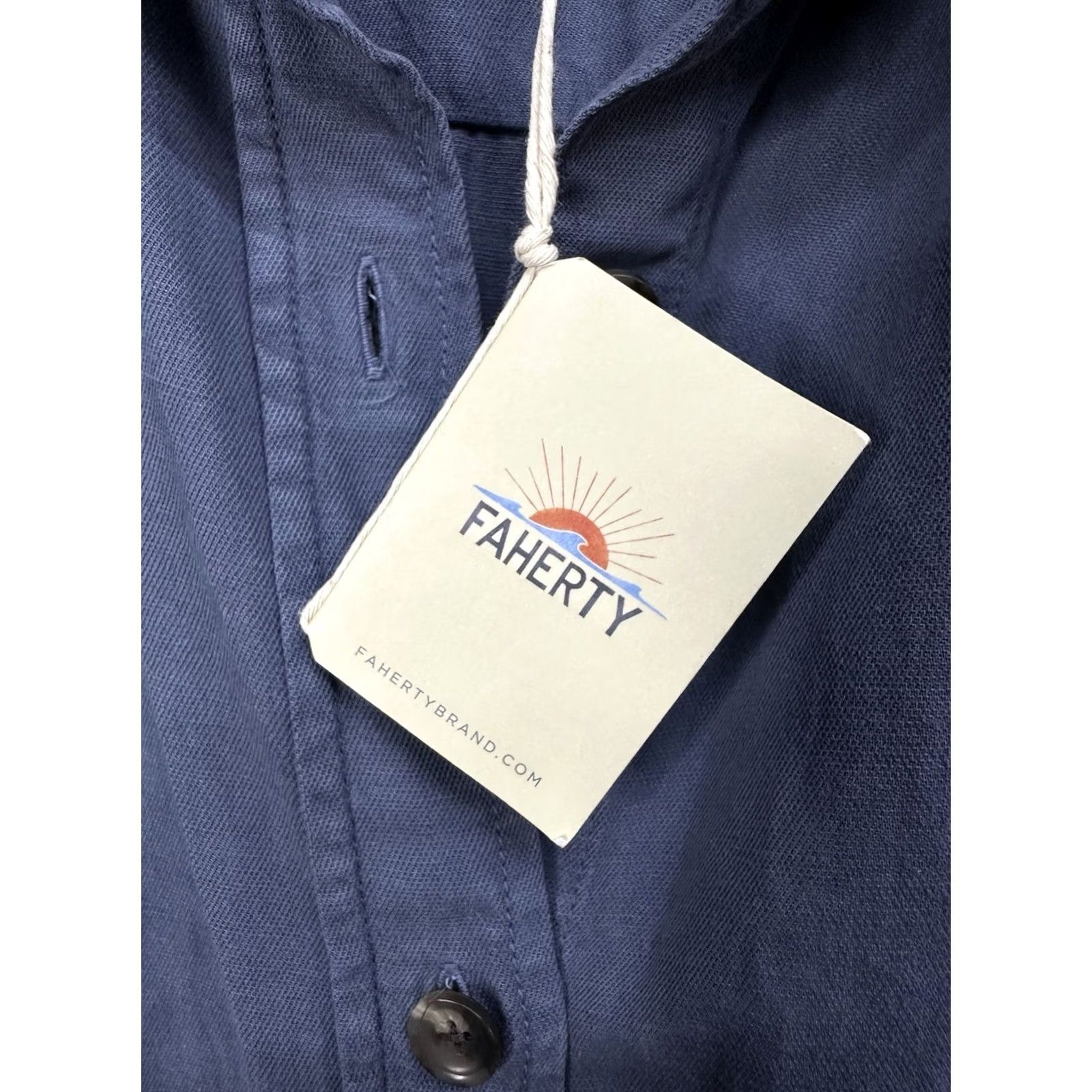 Faherty VINTAGE Faherty Arlie Shirtdress Navy Blazer Linen Tencel Belted Pockets XL Blue Womens Shirt Dress Linen Belted 80s/90s? Size XL / US 12-14 / IT 48-50 - 3 Thumbnail