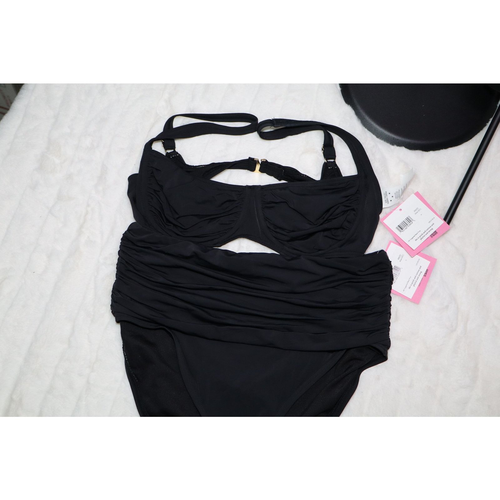 Kate Spade Kate Spade Women's Ruched High-waist Bikini Bottoms In Black Size ONE SIZE - 3 Thumbnail
