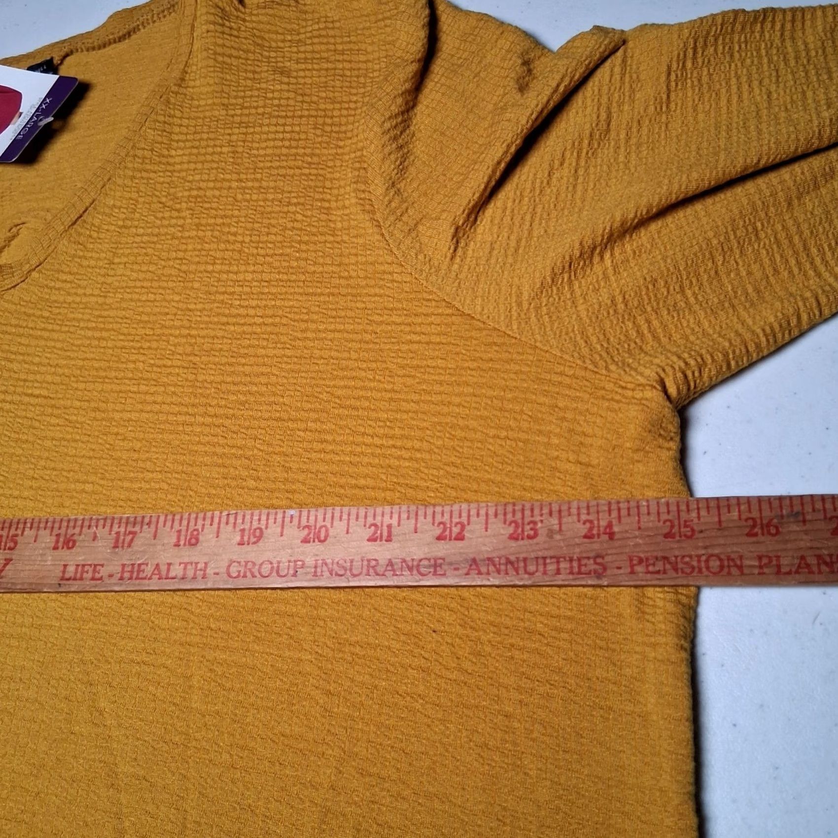 Adrianna Papell VINTAGE Adiranna Papell Tunic Shirt Women Plus Size 2XL Goldenrod Long Sleeve Stretch Size XXL / US 16-18 / IT 52-54 - 4 Thumbnail