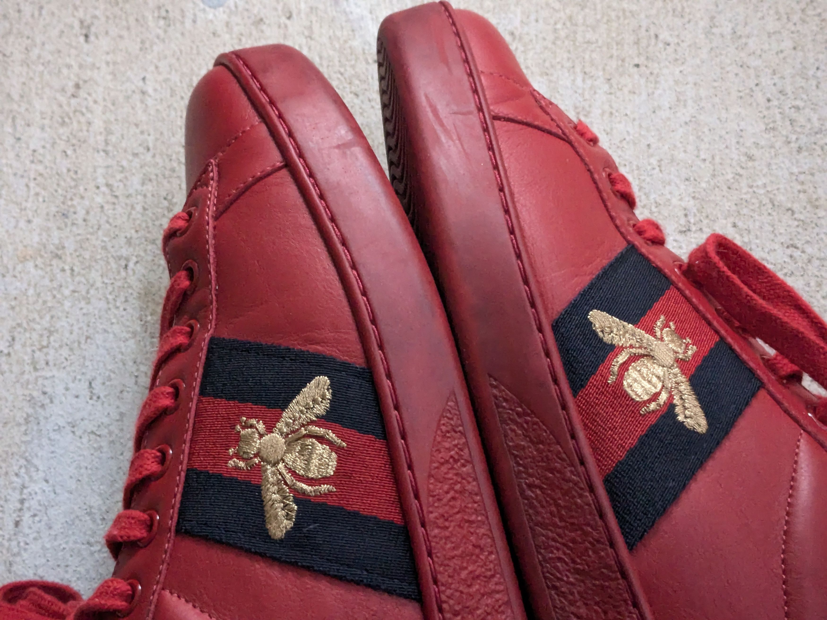 Gucci Gucci Ace Sneakers Red Bee 9.5 Leather Low Tops Size US 9.5 / EU 42-43 - 9 Thumbnail