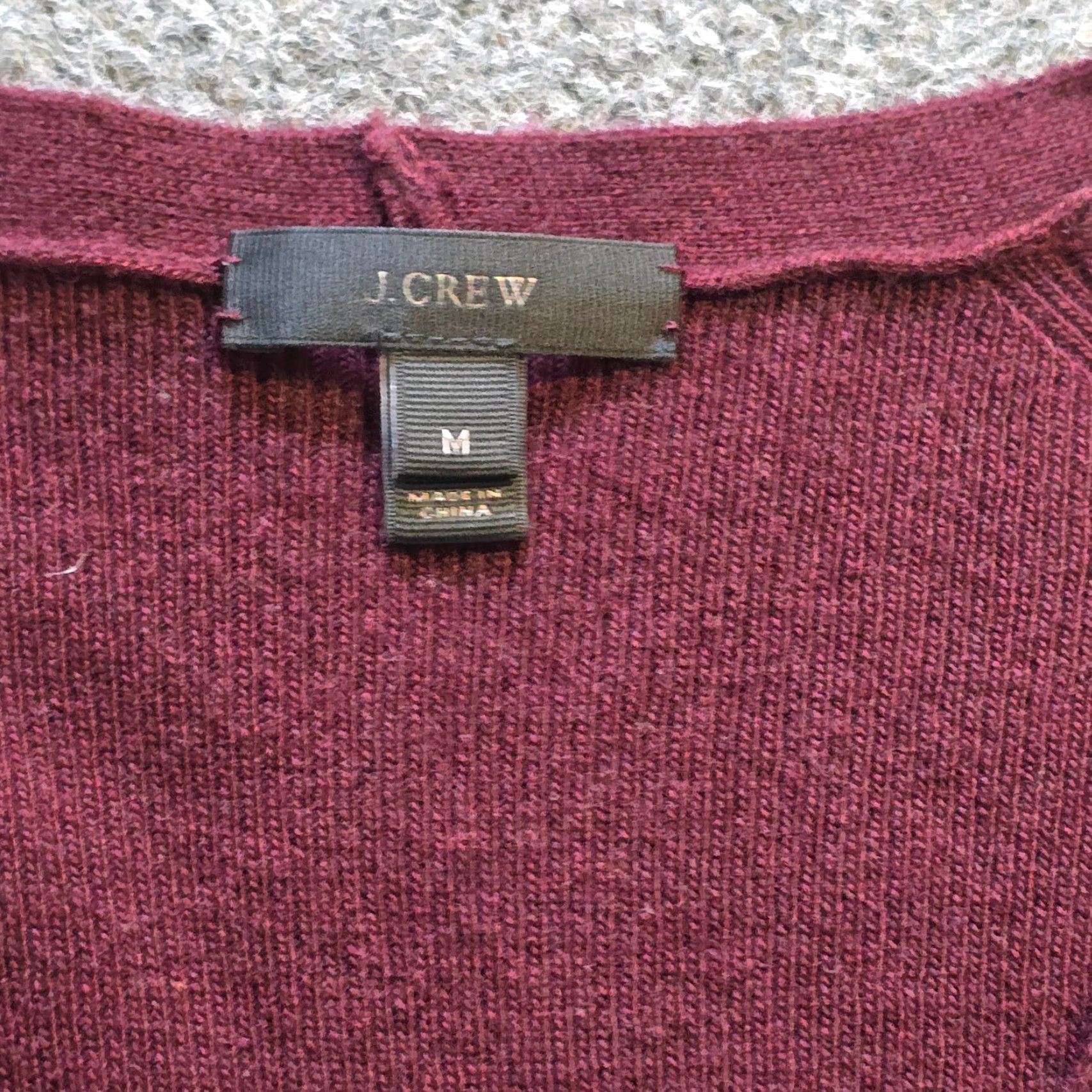 J.Crew J.CREW Sweater Women's Medium Purple Burgundy Wool Blend Knit Long Flared Sleeve V-Neck Casual Career Pullover Womens Size M / US 6-8 / IT 42-44 - 3 Thumbnail