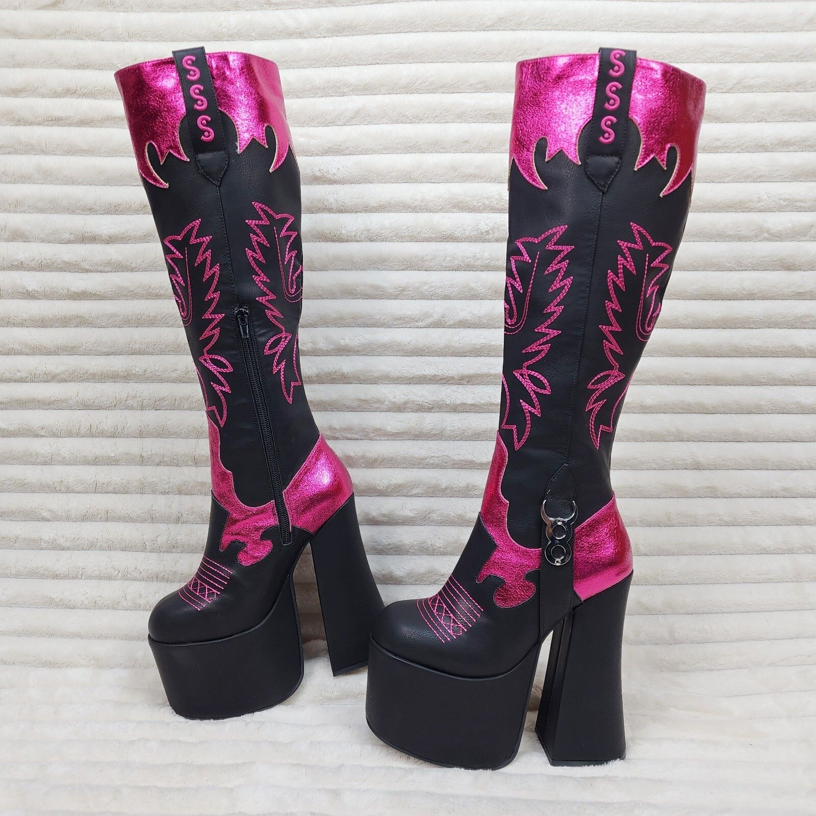 Other Free Your Mind Western Inspired Platform Chunky Heel Knee Bo Size US 10 / IT 40 - 2 Thumbnail