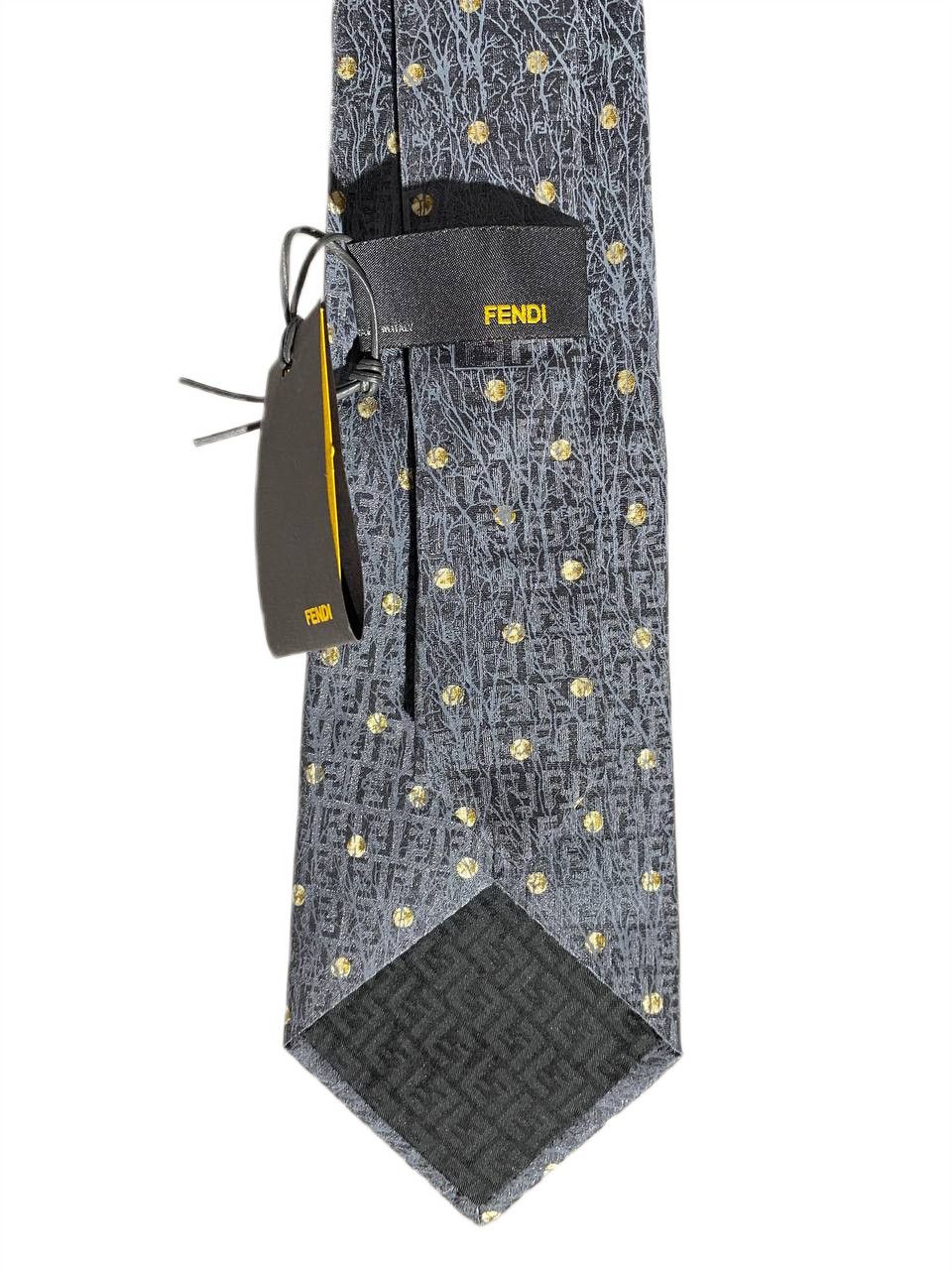 Fendi Fendi FF Jacquard Logo Monogram Moon Casual Silk Tie Size ONE SIZE - 5 Thumbnail