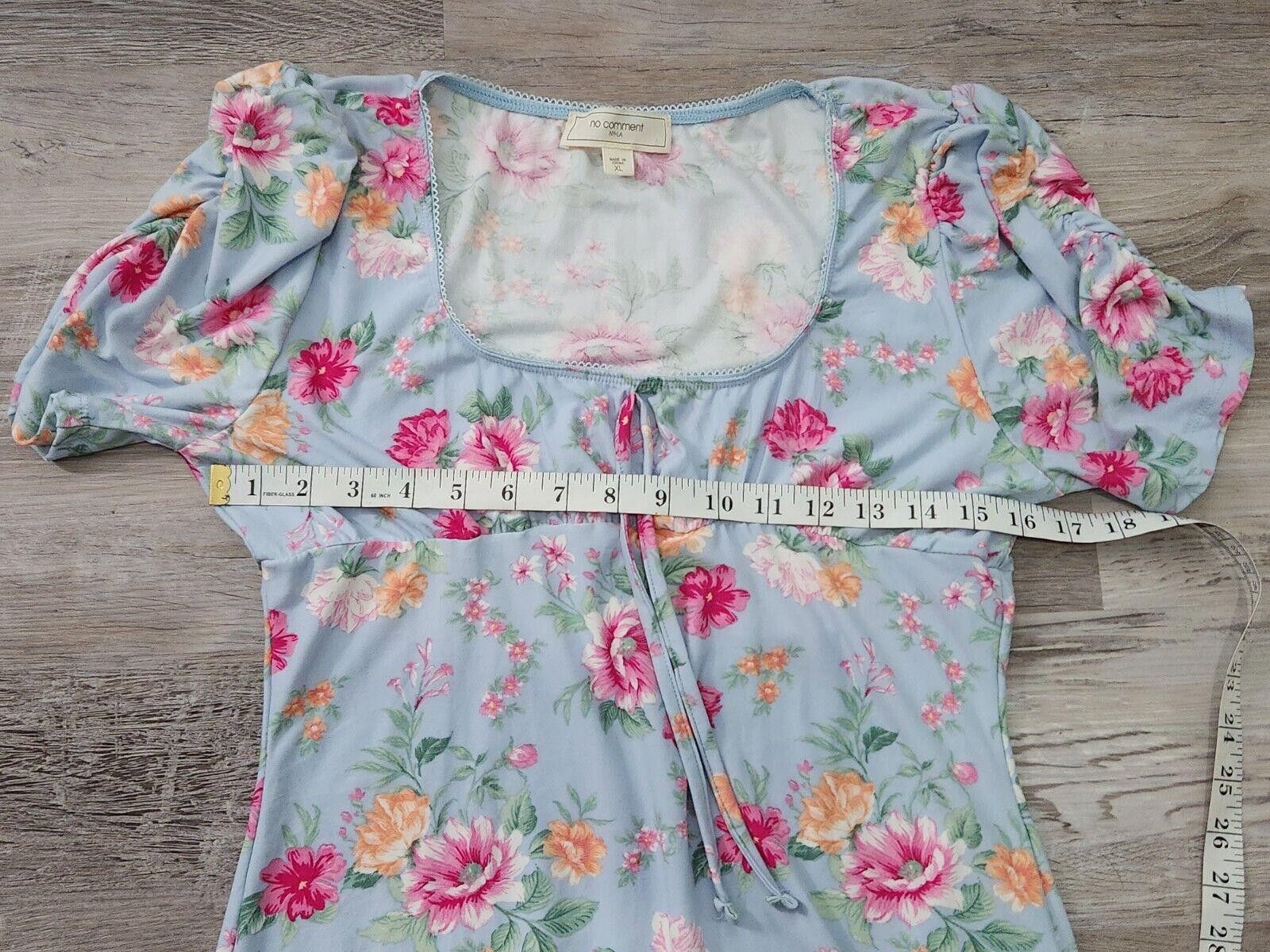 Designer No Comment Dress Extra Large Blue Floral 90s Sweetheart Size XL / US 12-14 / IT 48-50 - 6 Thumbnail