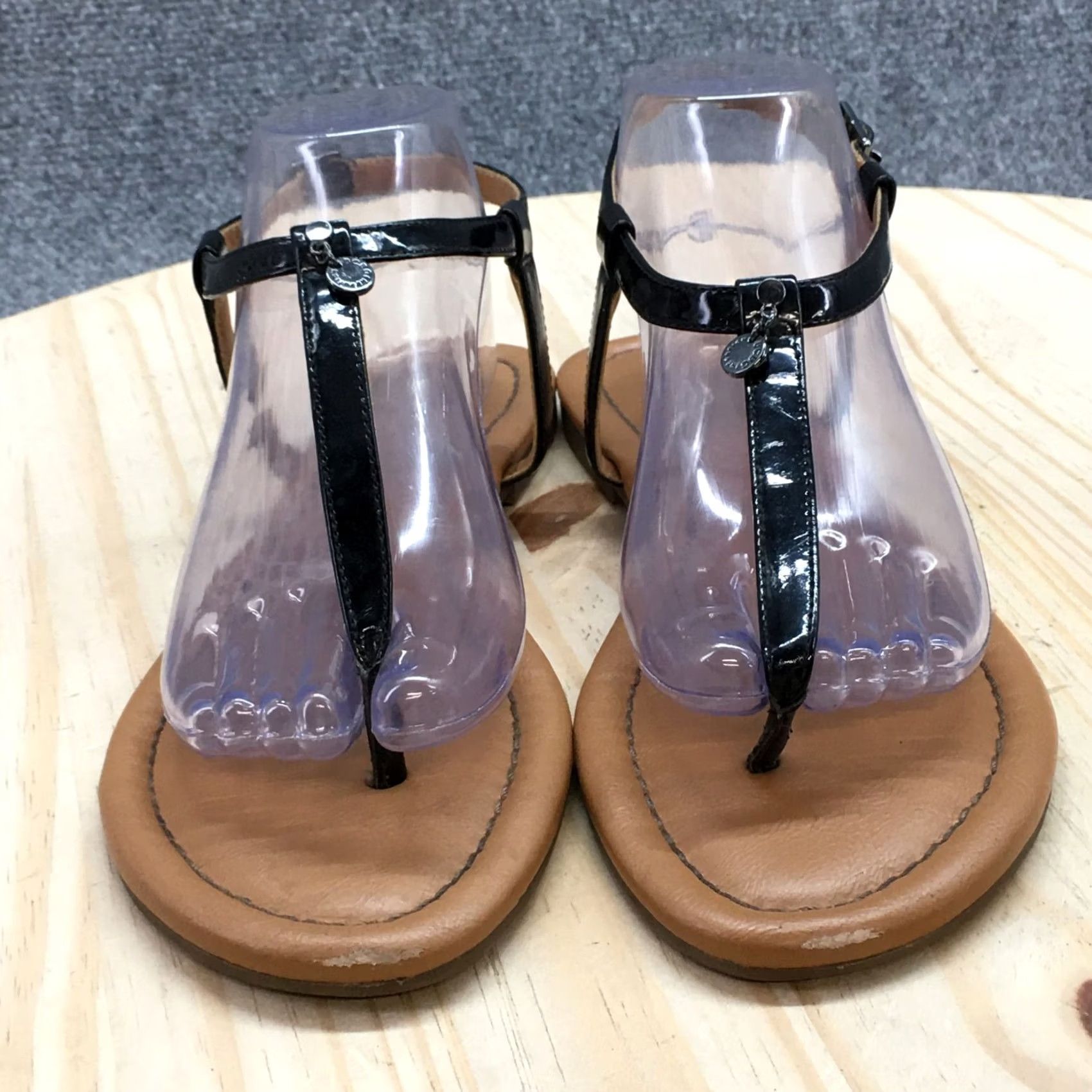 BCBGeneration BCBGeneration Sandals Womens 9 M Astoria Slingback Black Faux Leather Thong Size US 9 / IT 39 - 4 Thumbnail