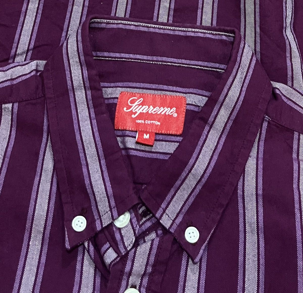 Supreme Supreme FW18 oxford striped button down shirt Size US M / EU 48-50 / 2 - 3 Thumbnail
