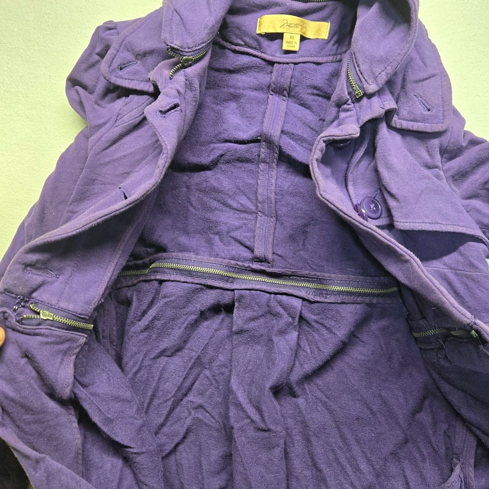 Vintage Motto Sweatshirt Slim Zip Crop Long Sleeve Purple XS Women Size XS / US 0-2 / IT 36-38 - 4 Thumbnail