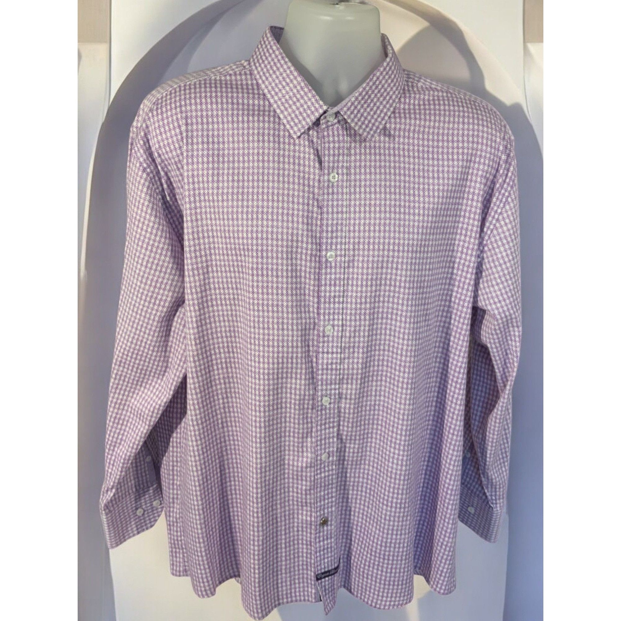 English Laundry English Laundry Mens Lavender Gingham Long Sleeve Shirt XL Size US XL / EU 56 / 4 - 2 Thumbnail