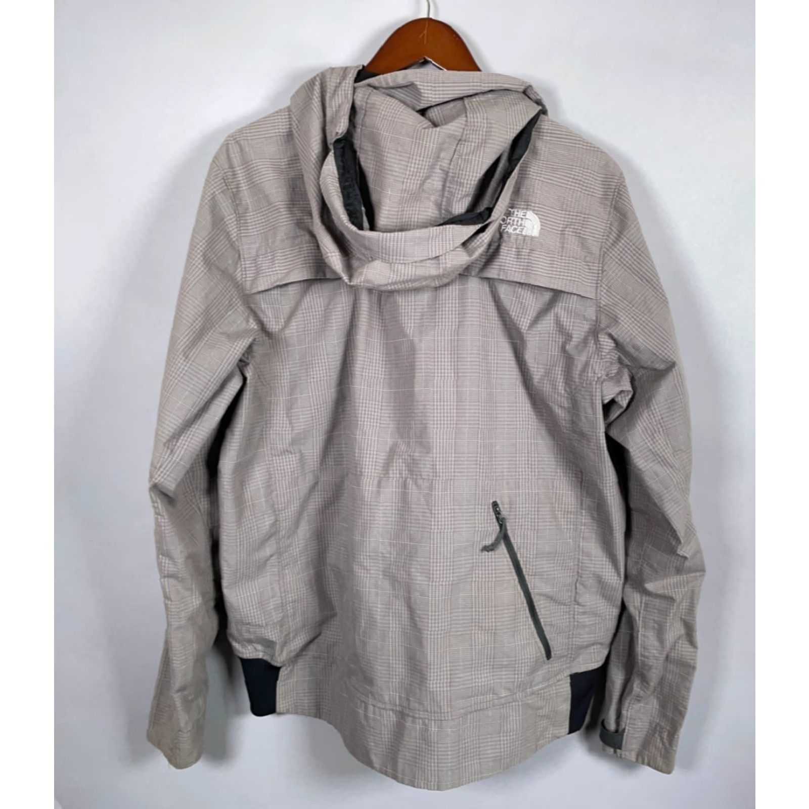 The North Face The North Face Jacket Mens L Gray Mauve Check Pattern Cotton Blend Hooded Short Zip Pockets Full Zip Anorak 90s Retro Vintage N/A Size US L / EU 52-54 / 3 - 2 Thumbnail
