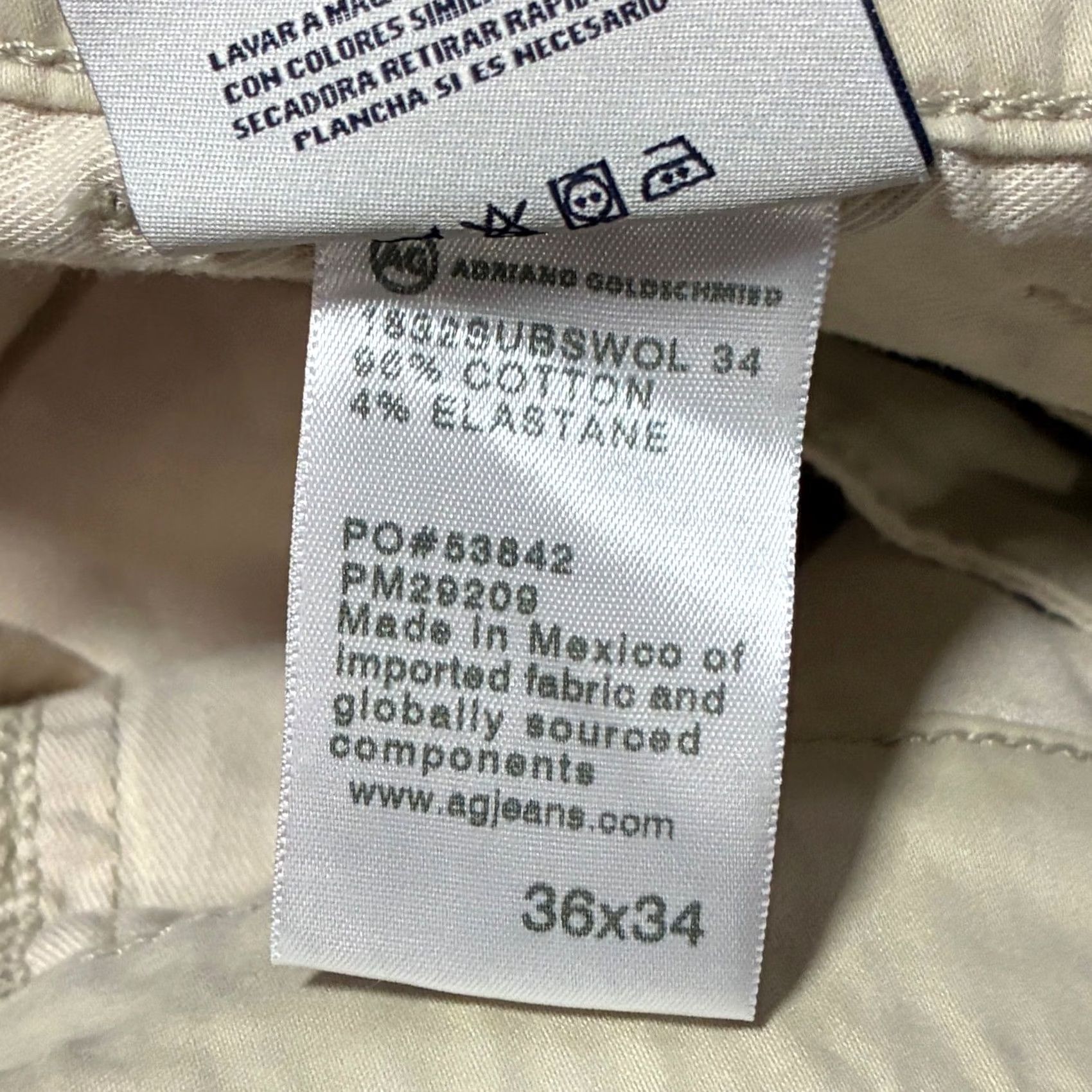 Vintage AG Adriano Goldschmied Marshall Slim Trouser Chino Pants Mens 36x34 Tan Size US 36 / EU 52 - 7 Thumbnail