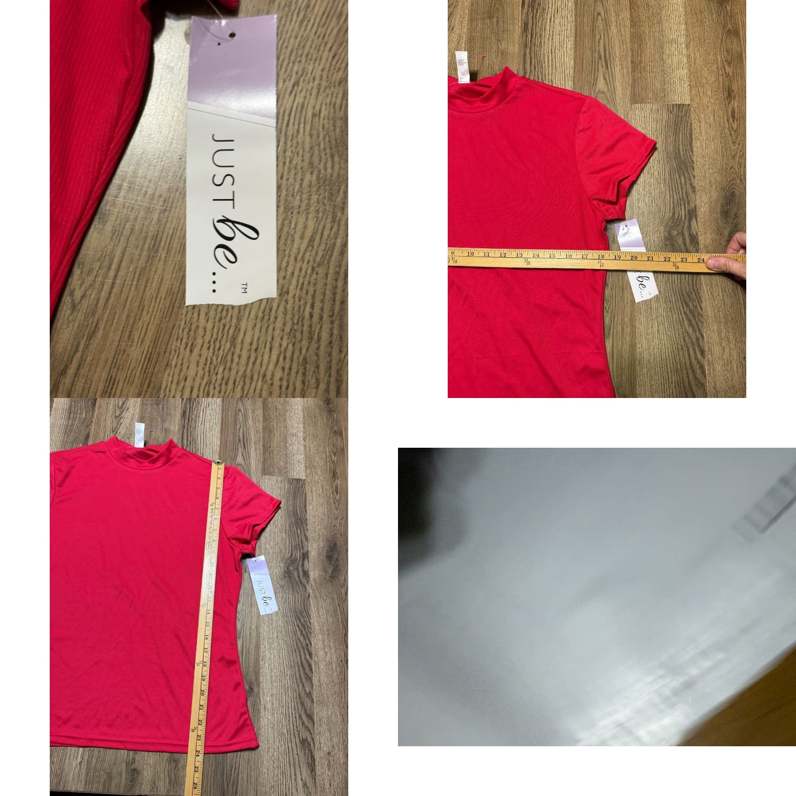 Vintage Just Be Shirt Women's Size XL Red Short Sleeve Rib Mock Neck NWT Size XL / US 12-14 / IT 48-50 - 8 Thumbnail