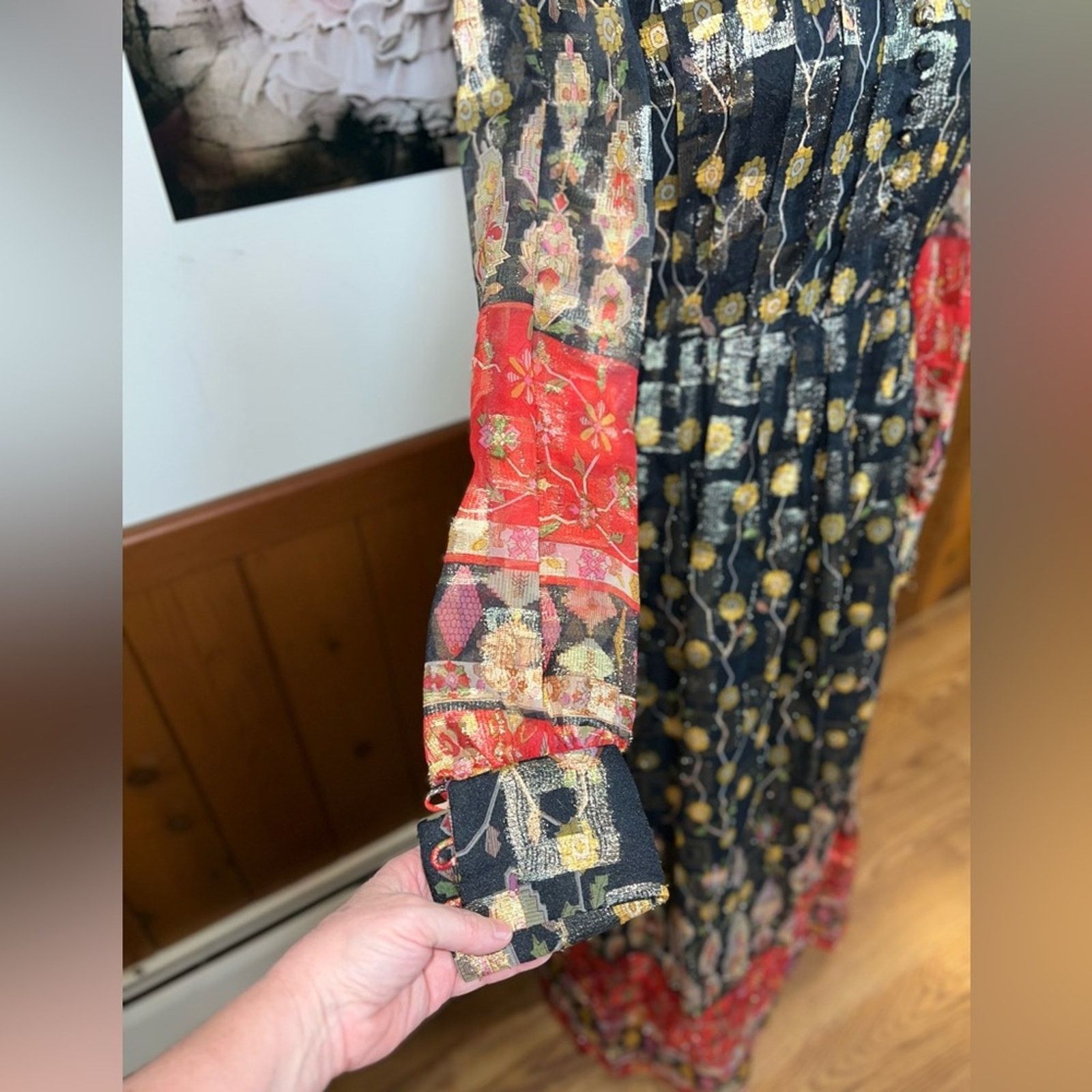 Vintage Vintage 1970s Couture Designer I.Magnin Silk Evening Gown! Size L / US 10 / IT 46 - 4 Thumbnail